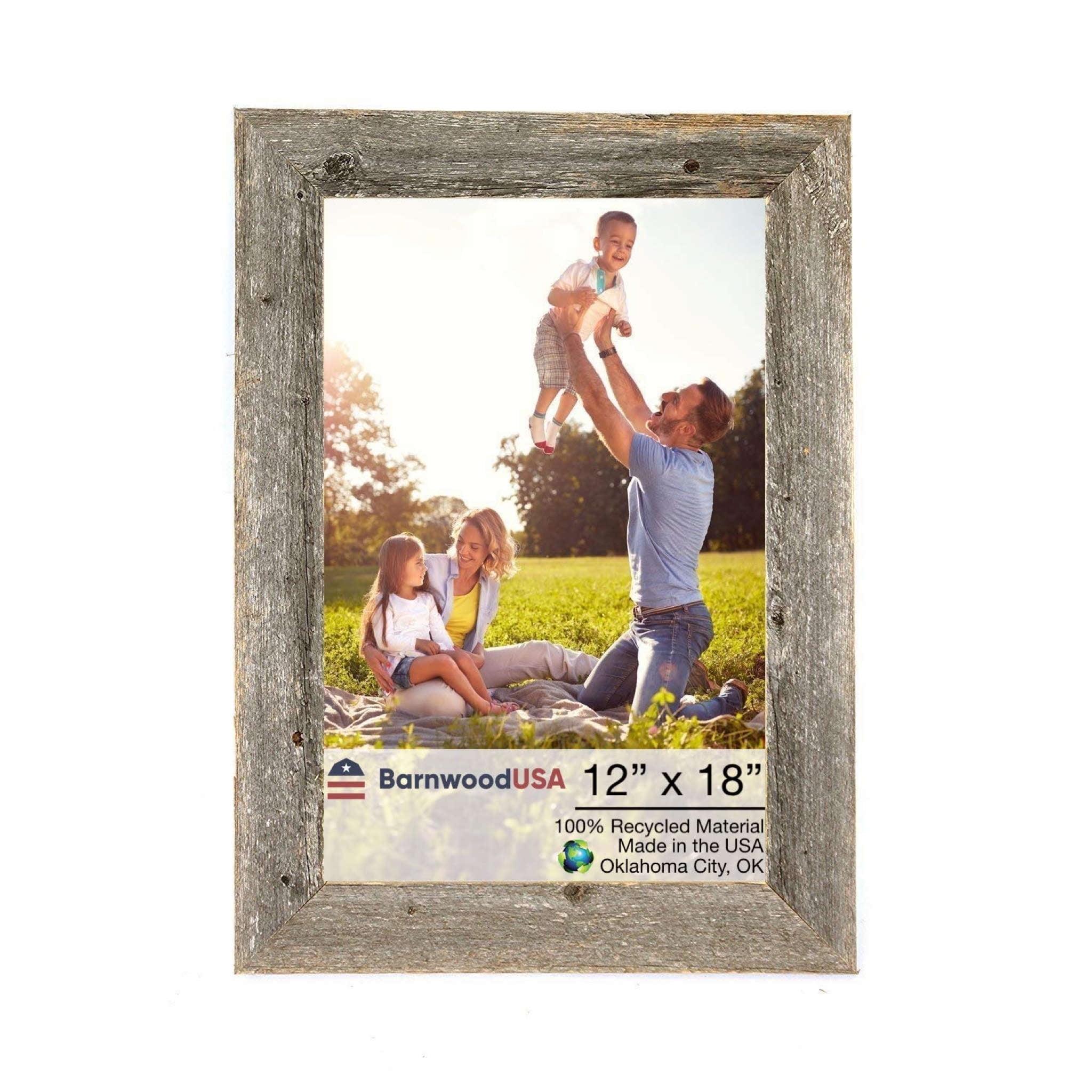 Rustic Farmhouse 12" x 18" Weathered Gray Reclaimed Wood Picture Frame (1.50" Molding)