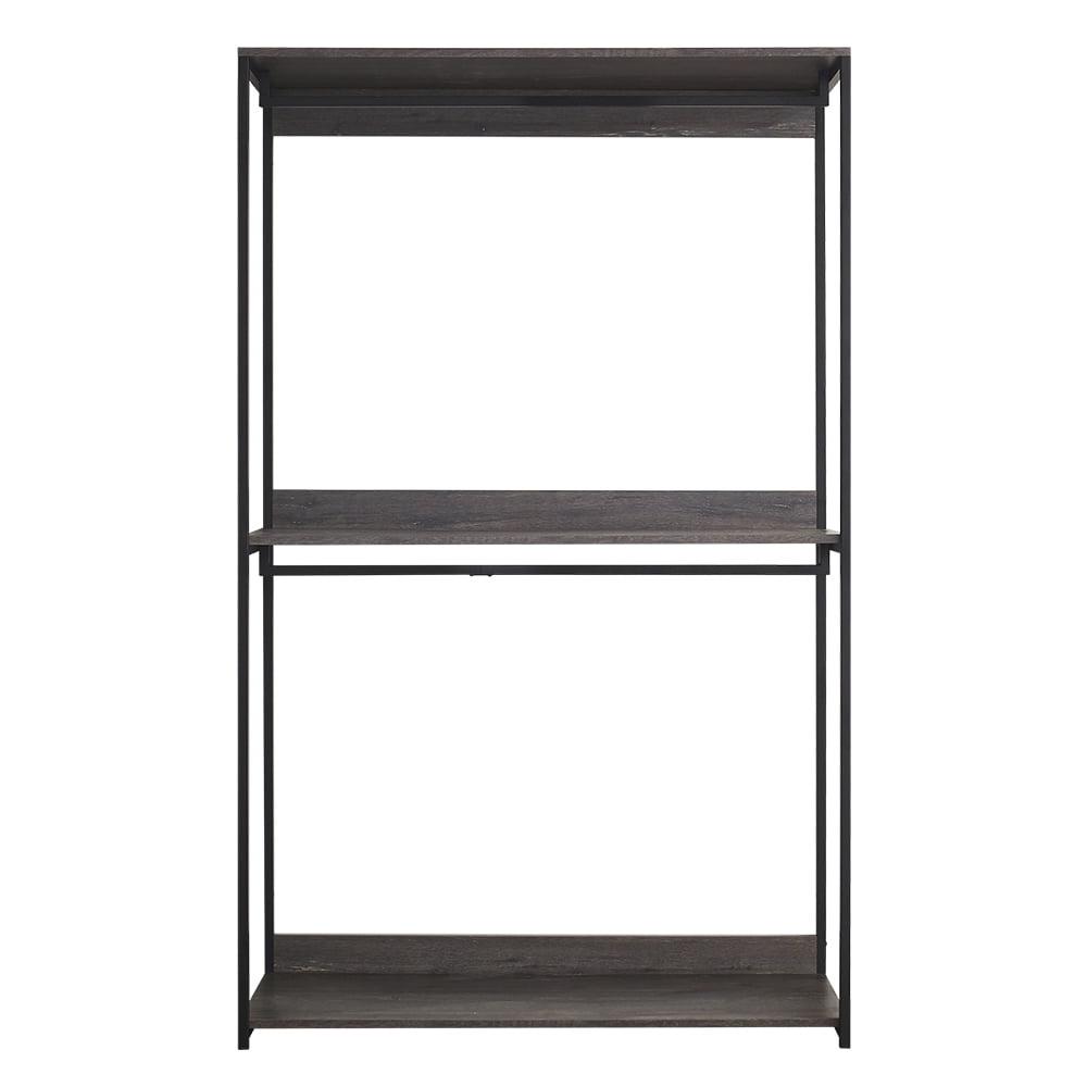 AndMakers Monica 47" Farmhouse Wood Walk-in Closet Organizer with Two Shelves in Rustic Gray