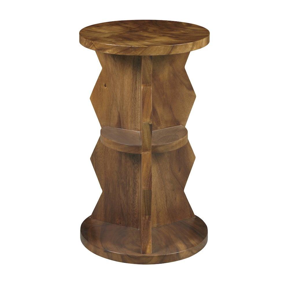 Transitional Brown Parota Wood Round Spot Table