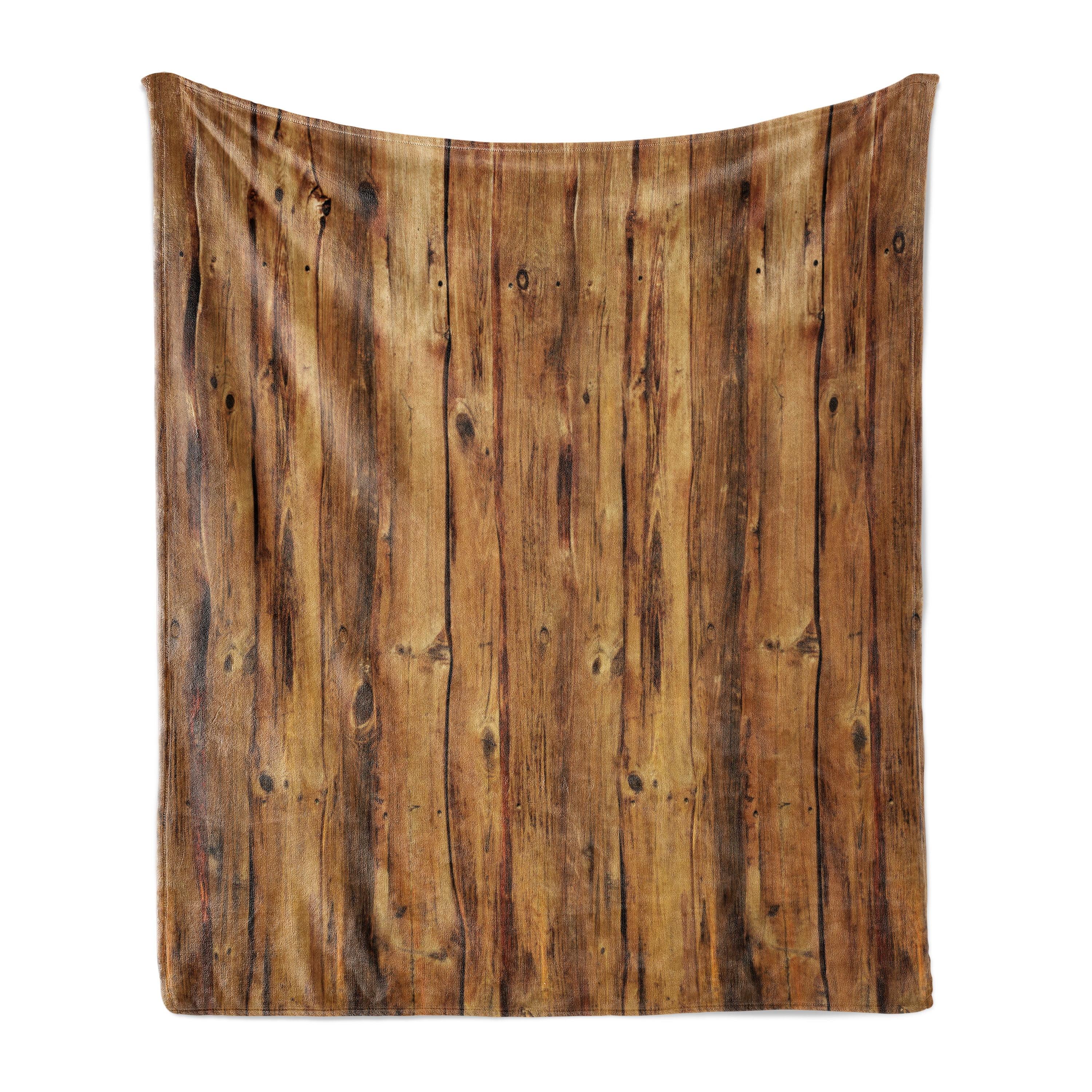 Ambesonne Timber Fleece Throw Blanket Wooden Forest Trees Print Brown and Amber