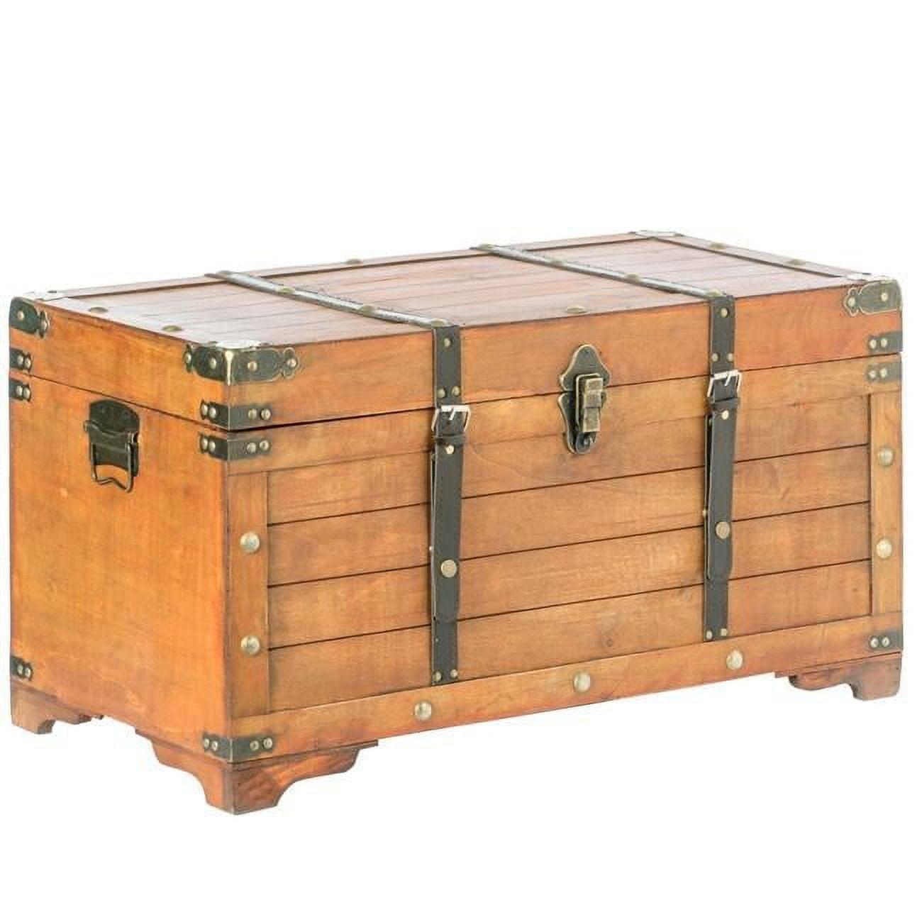 Vintiquewise Rustic Large Wooden  Storage Trunk with Lockable Latch