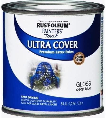 Rust-Oleum 224423 Painter Touch Ultra Cover Gloss Deep Blue Premium Latex Paint, 8 fl oz