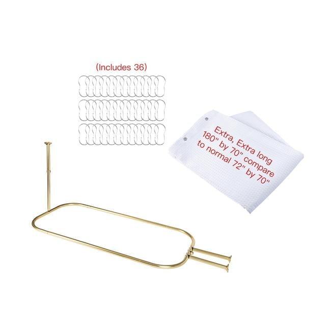Utopia Alley 64'' D-Shaped Drill / Screw Shower Curtain Rod & Hook Set