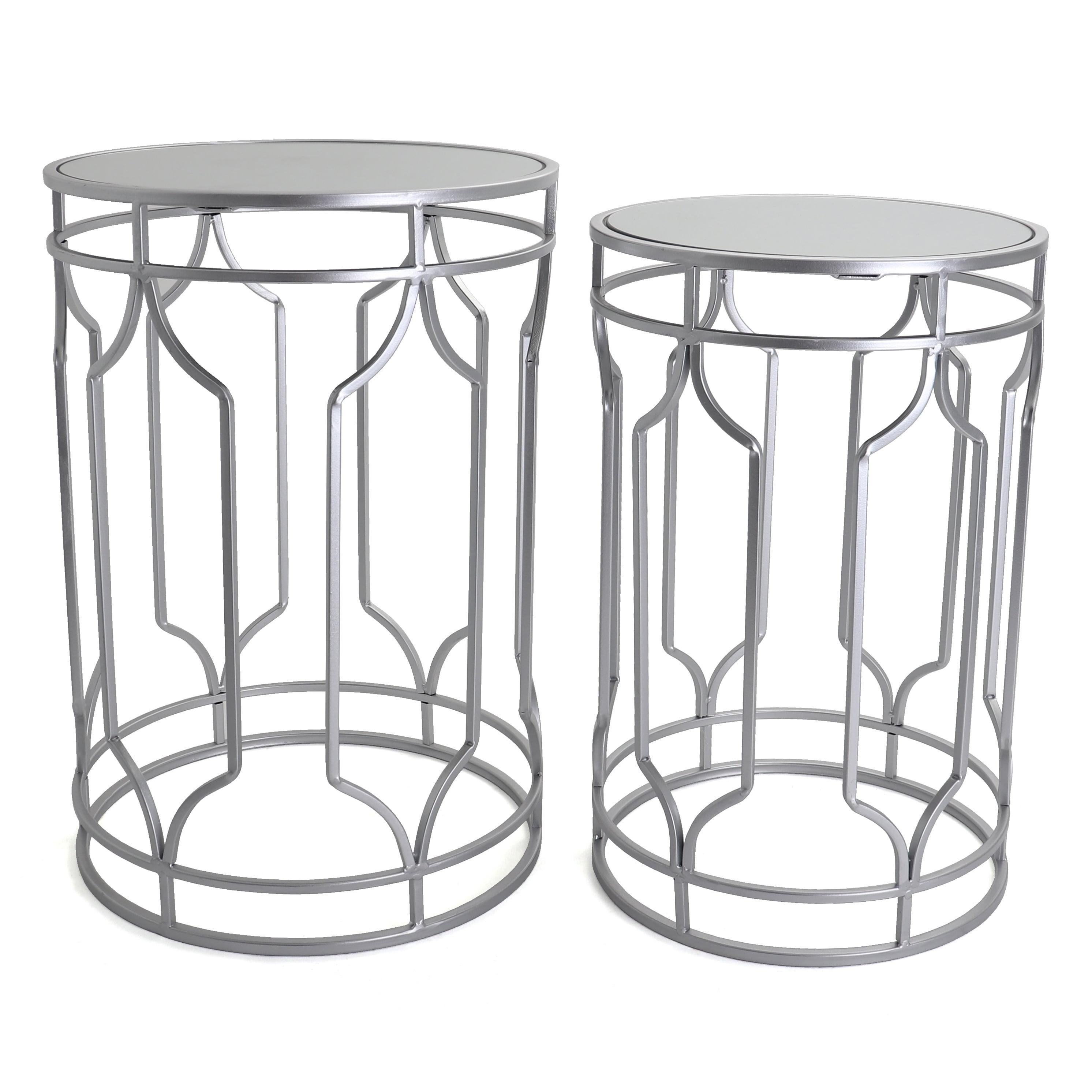 Mirrored Glass Top Nesting Tables