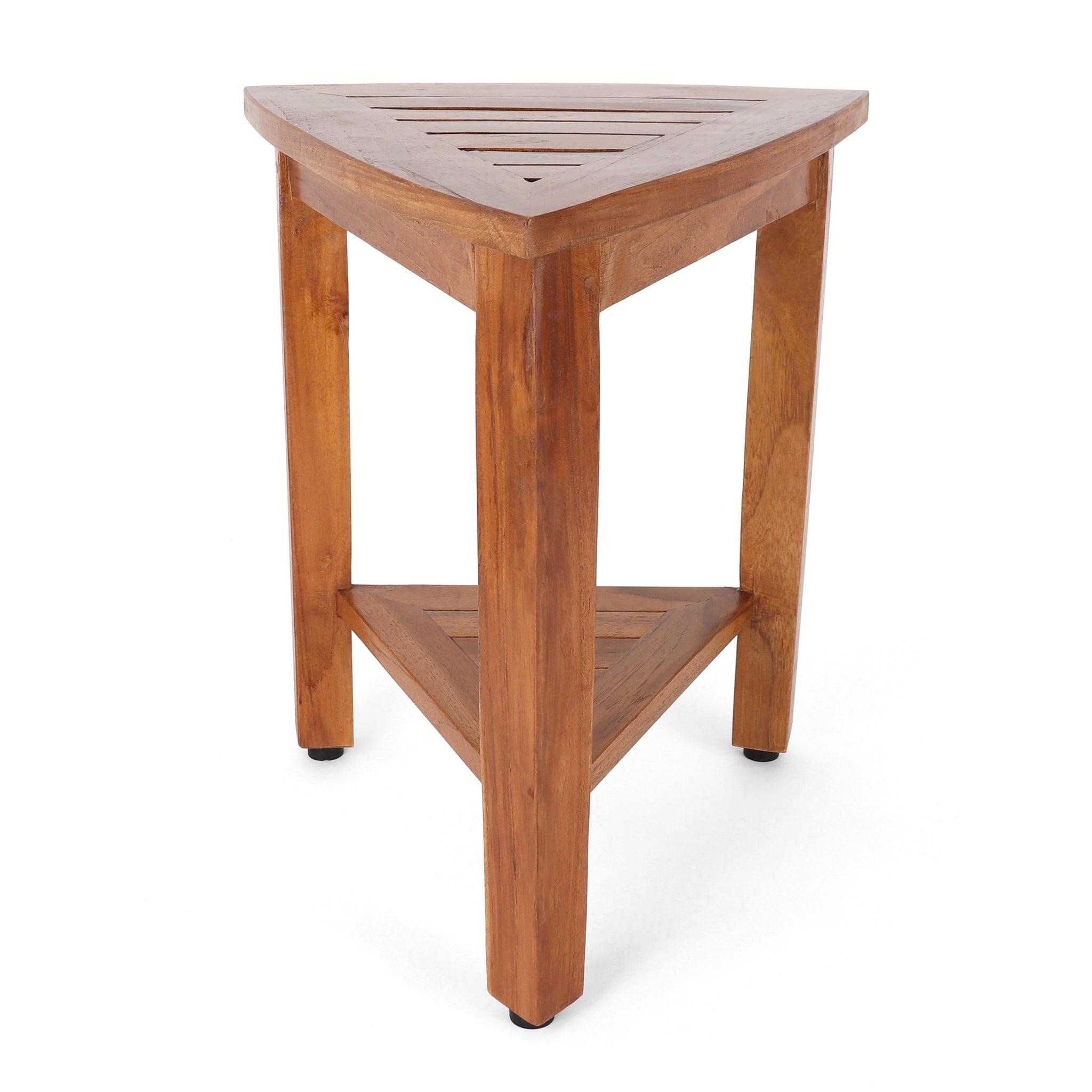 Harmony Teak Wood Corner Shower Stool with Non-Slip Feet