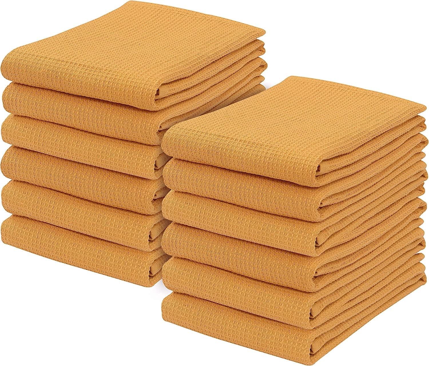 Mustard Yellow 15x29 Inch Cotton Kitchen Towels Set of 12