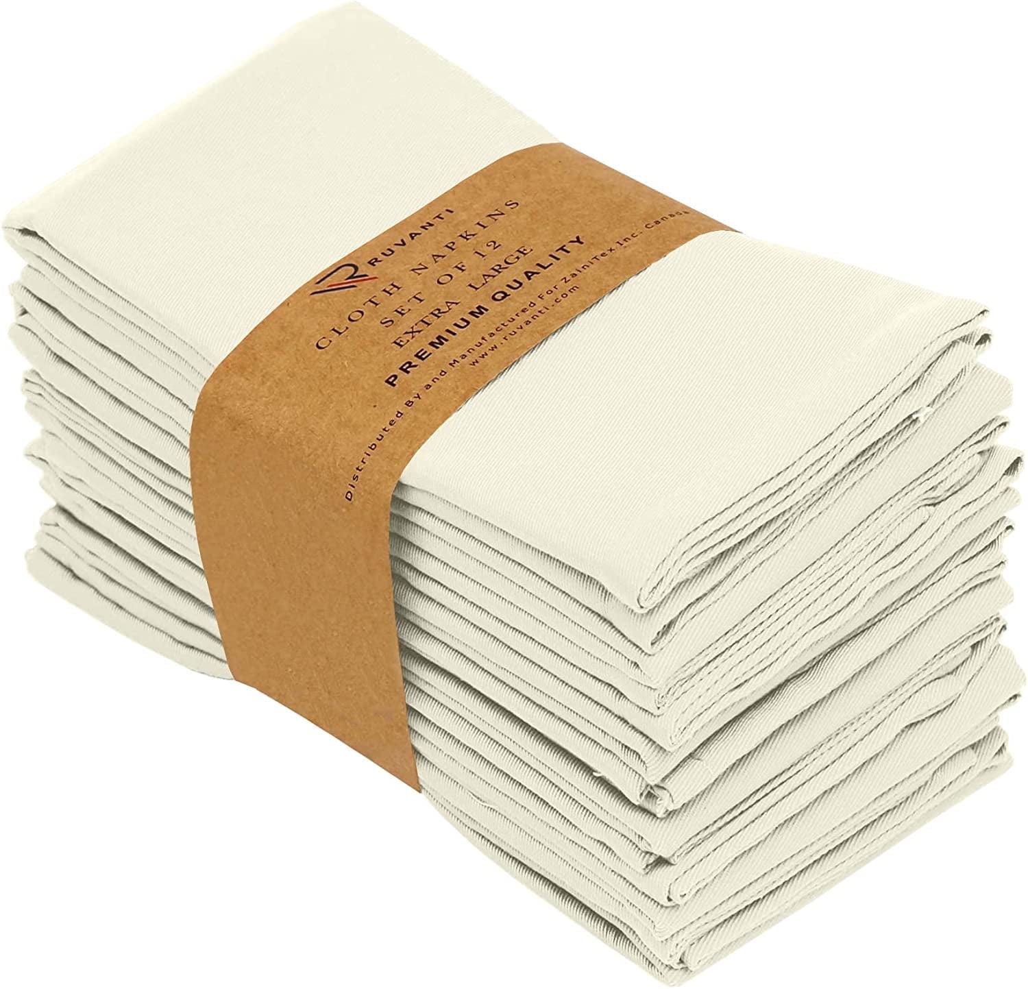 Ivory Cotton Blend 18x18 Inch Cloth Napkins Set of 12