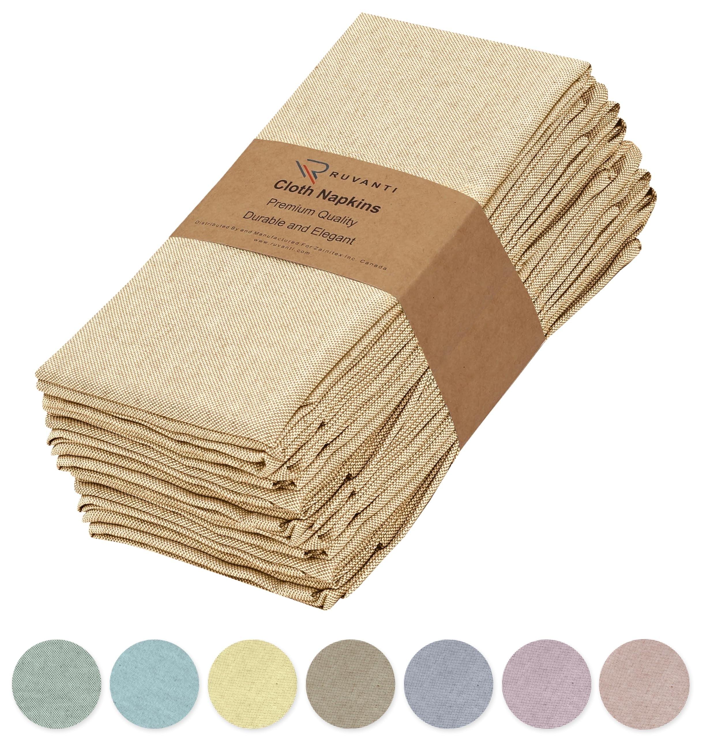 Poly Cotton Square Cloth Napkins Chambray Fabric (Set of 12)