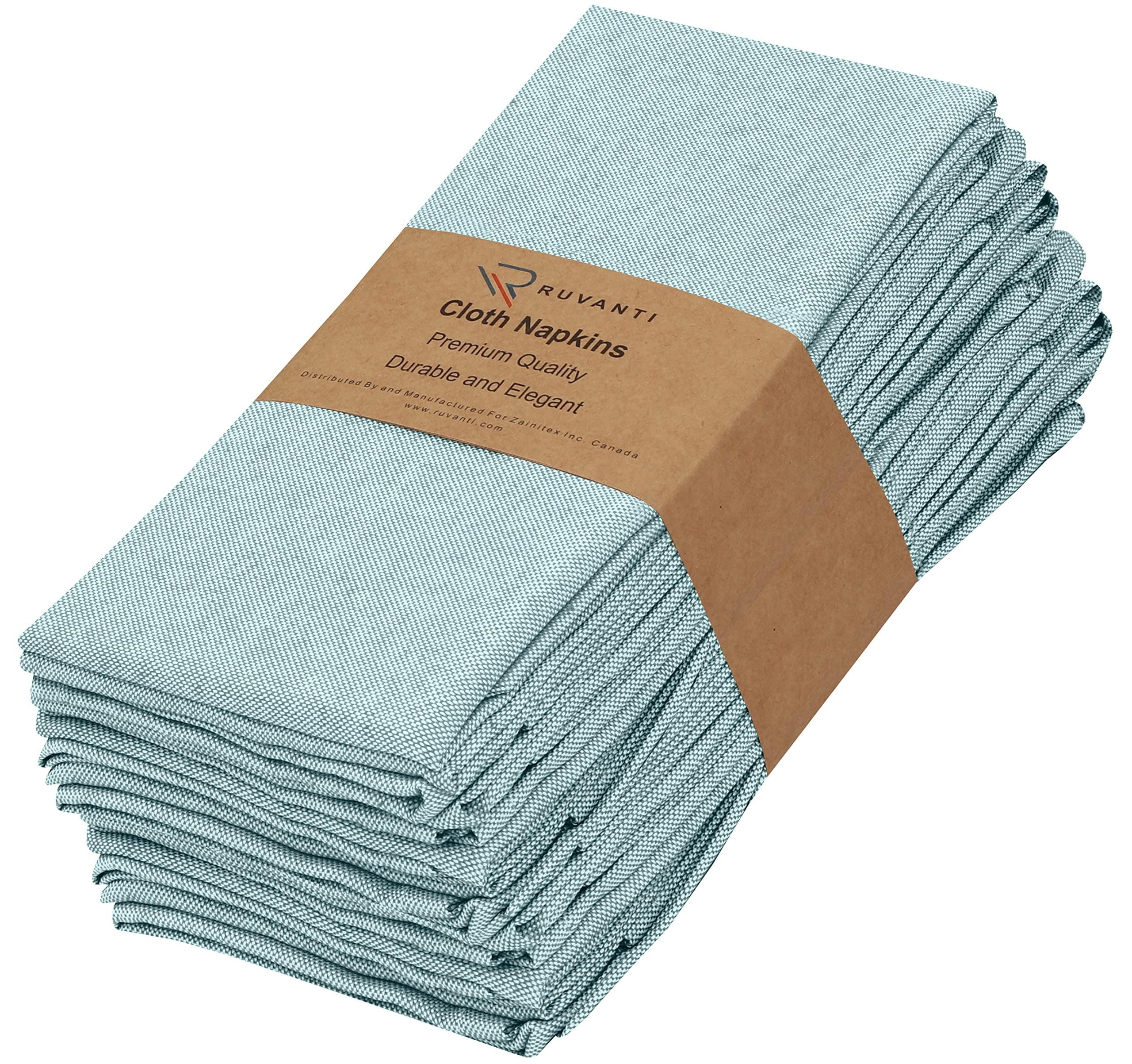 Ruvanti Poly Cotton Square Cloth Napkins Chambray Fabric (Set of 12)