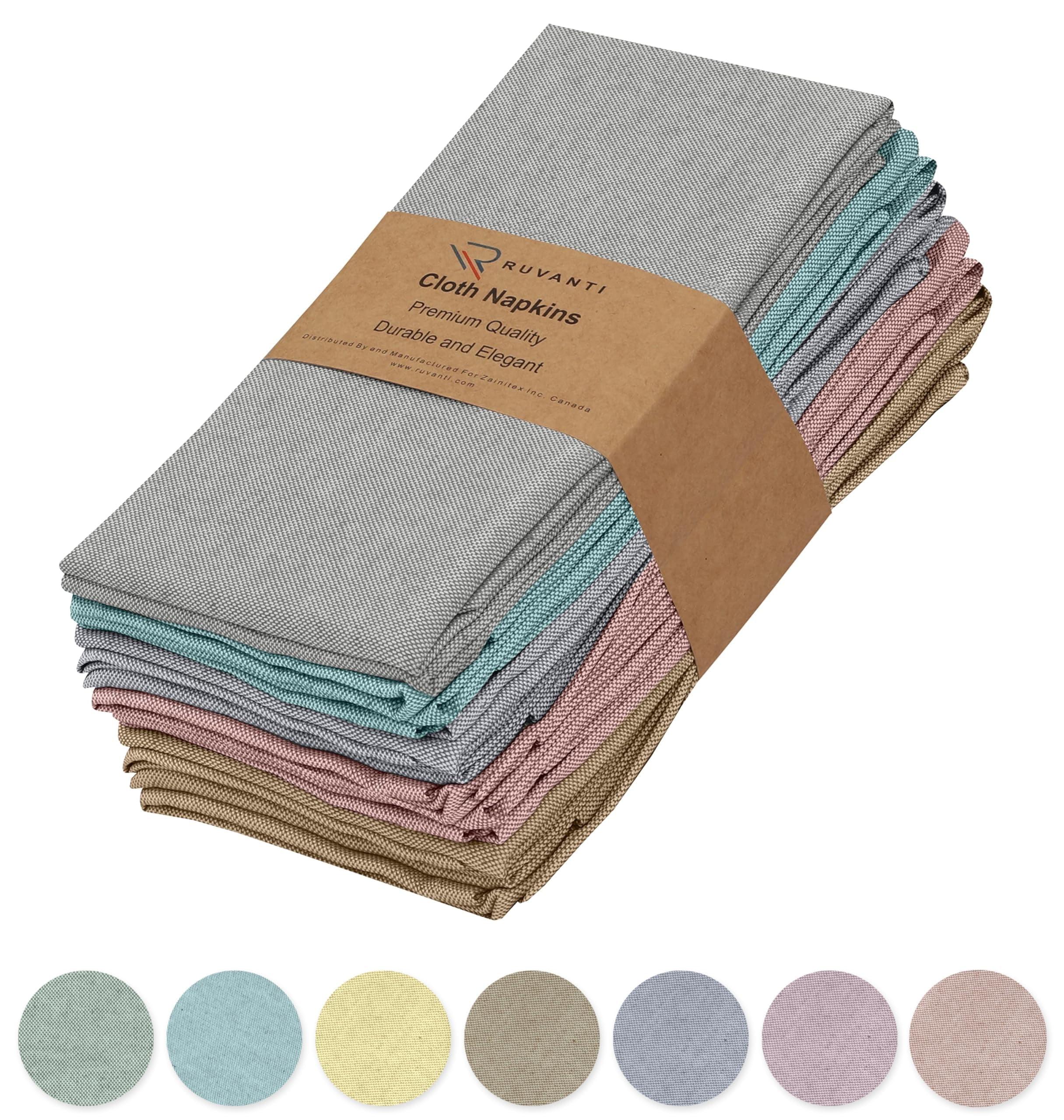 Poly Cotton Square Cloth Napkins Chambray Fabric (Set of 12)