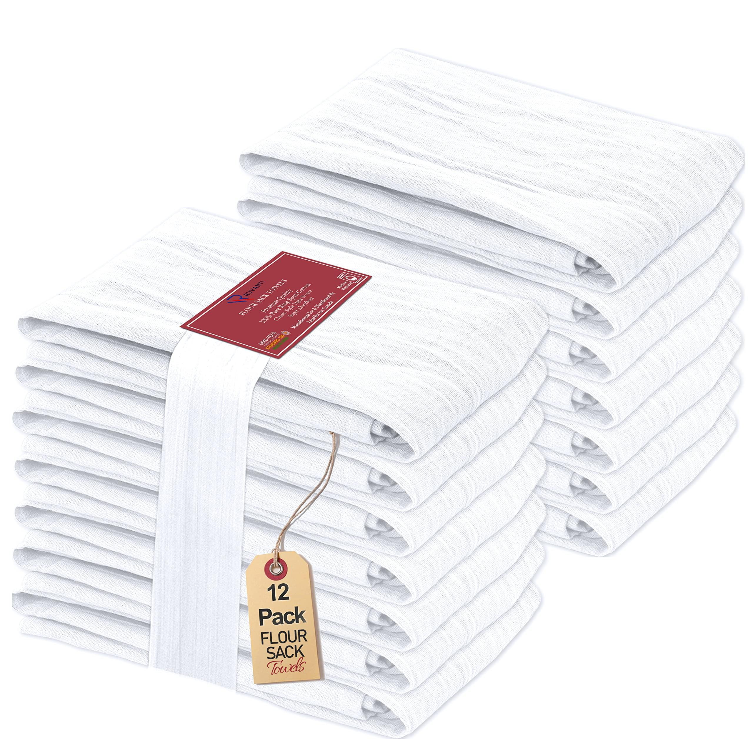 White Cotton 28x28 Flour Sack Kitchen Towels Set