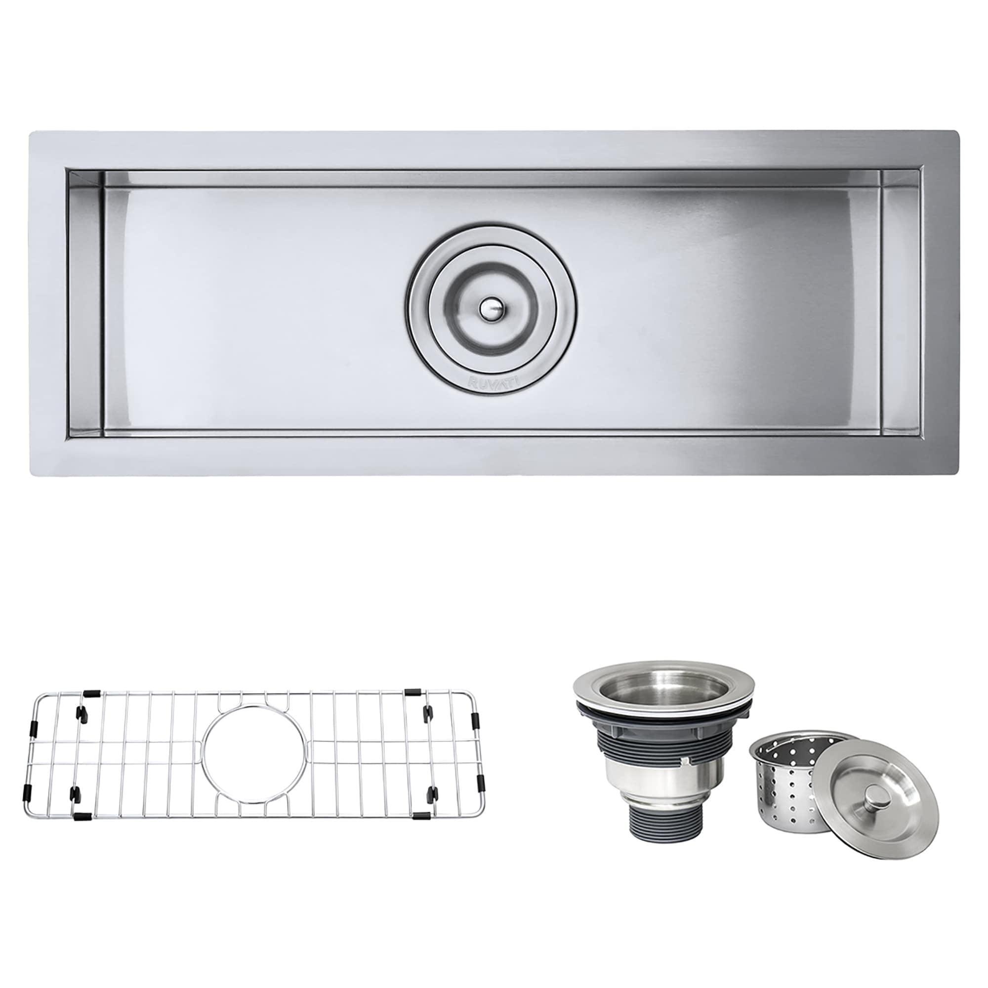 Ruvati Bar Prep Sink Narrow Trough Undermount 16 Gauge Stainless Steel Single Bowl