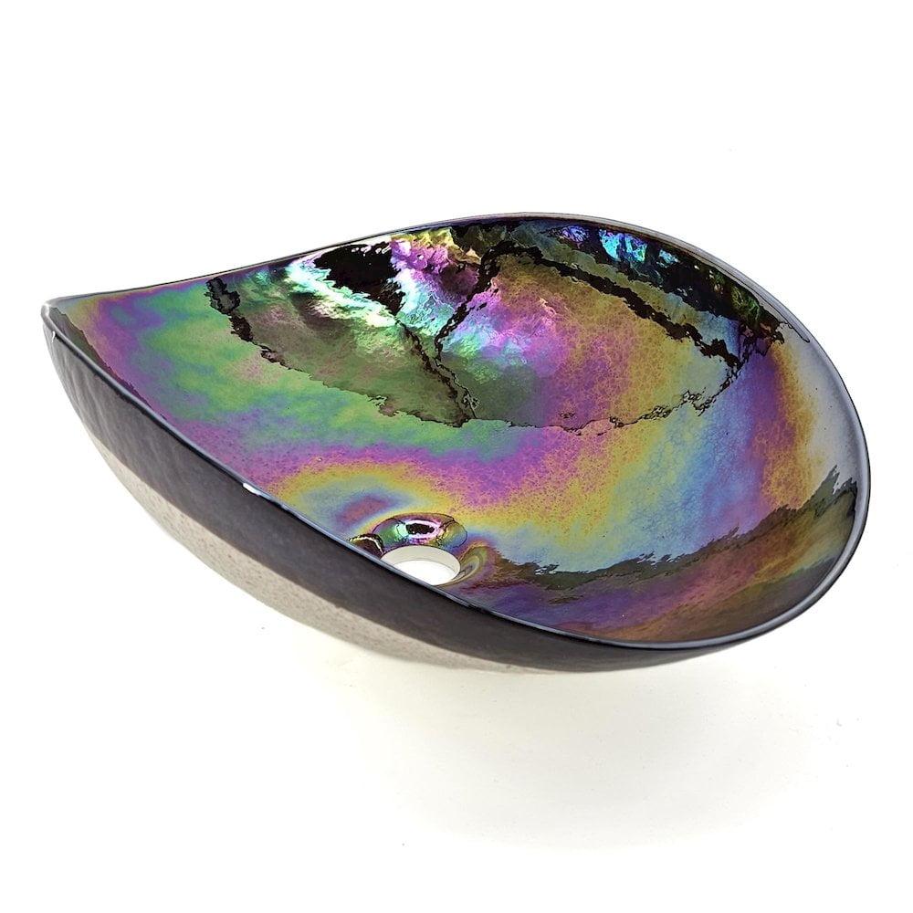 Chestnut Brown Murano Glass Oval Above-Counter Bathroom Sink