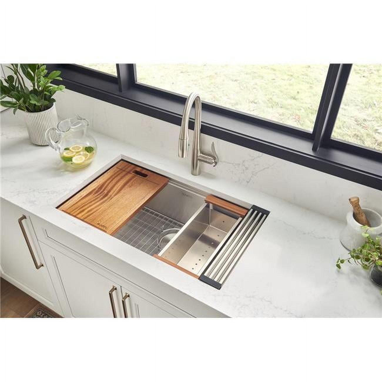 Ruvati Workstation Rounded Corners Undermount Ledge Kitchen Sink with Accessories