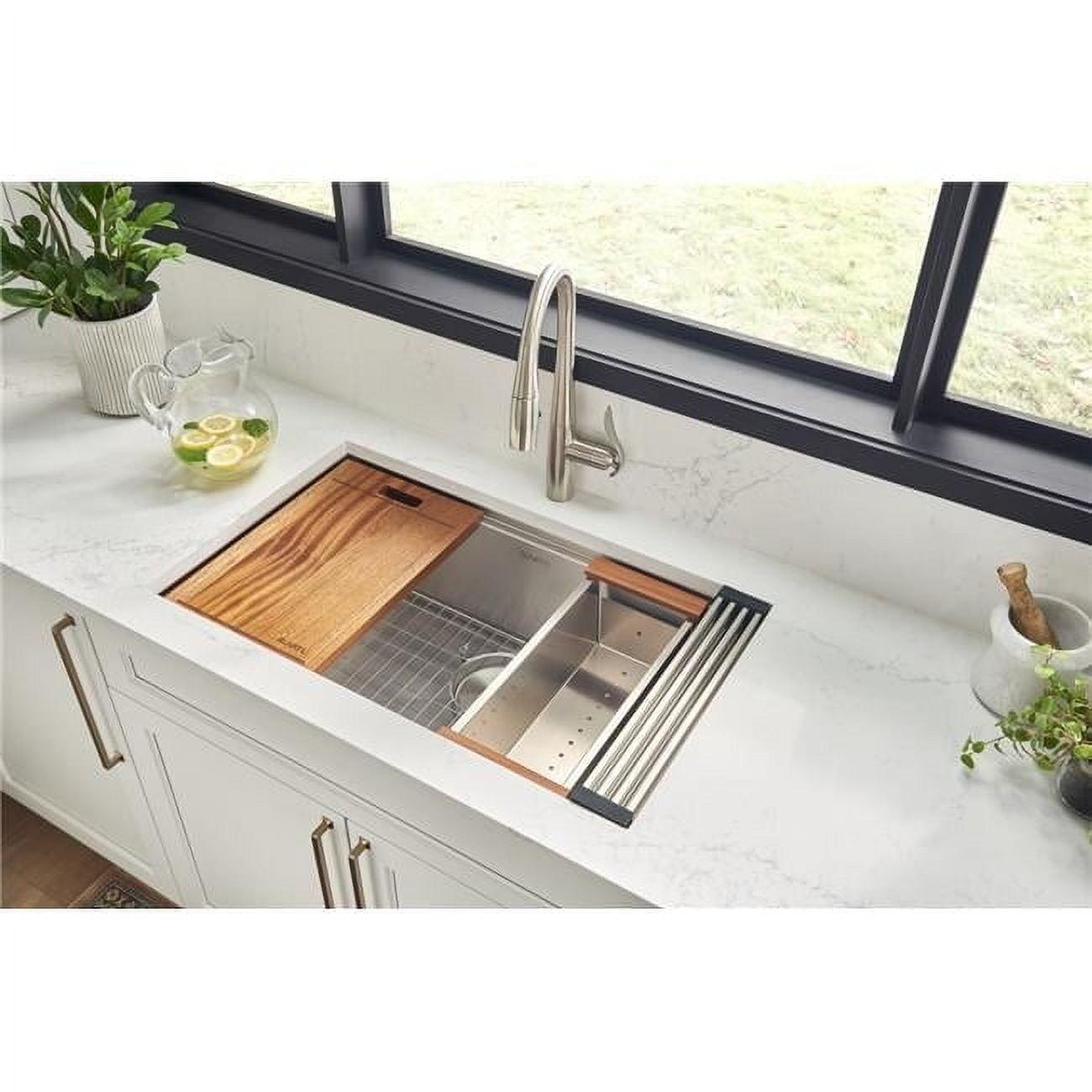 Ruvati Workstation Rounded Corners Undermount Ledge Kitchen Sink with Accessories