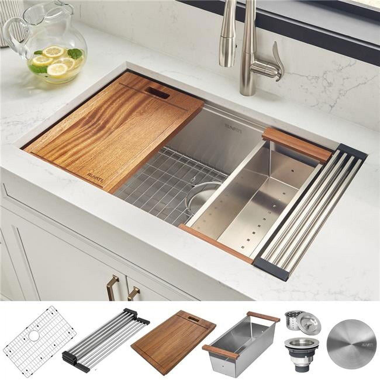 Ruvati Workstation Undermount 16 Gauge Stainless Steel Kitchen Sink Single Bowl