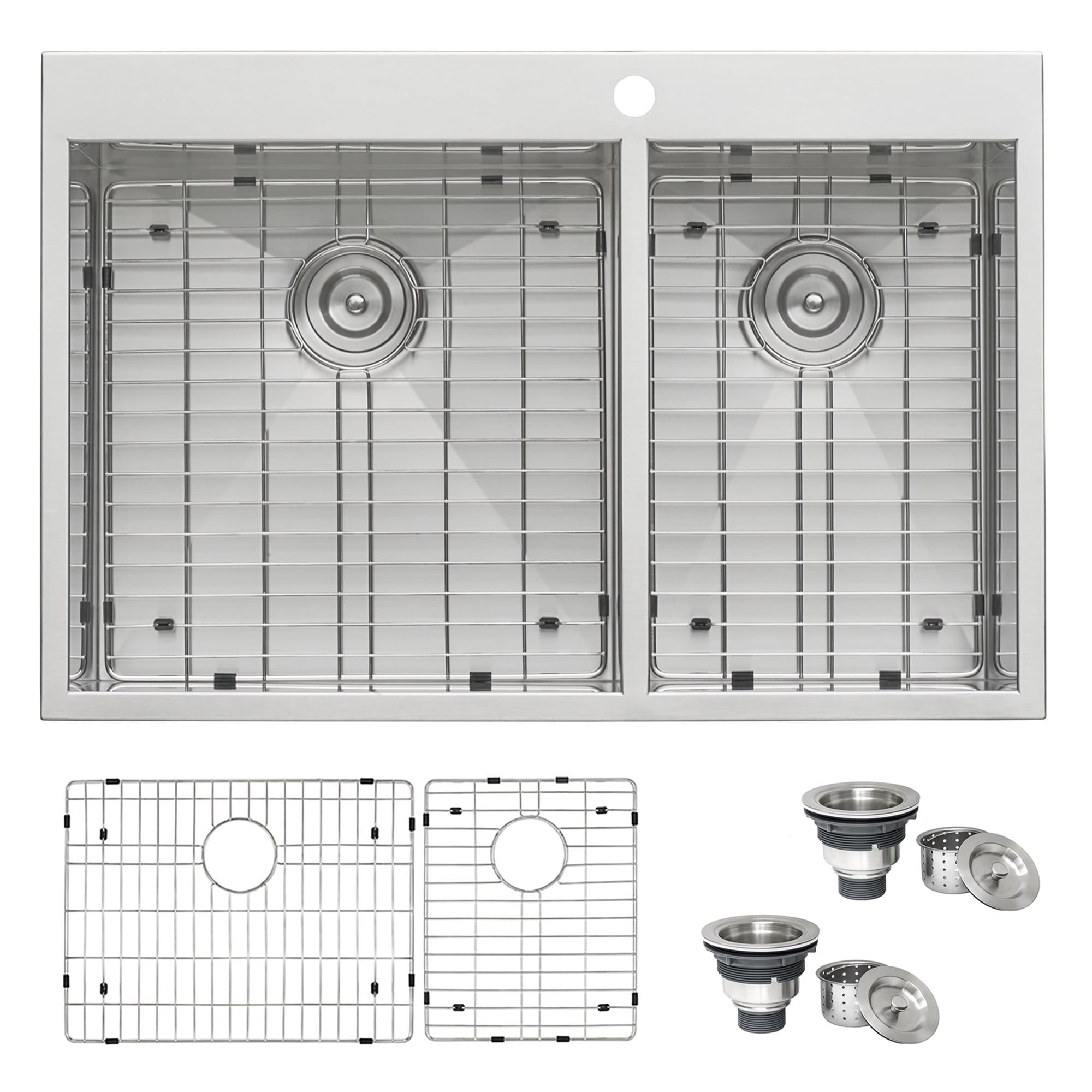 Ruvati 33 x 22 inch Drop-in 60/40 Double Bowl Zero Radius Topmount Stainless Steel Kitchen Sink