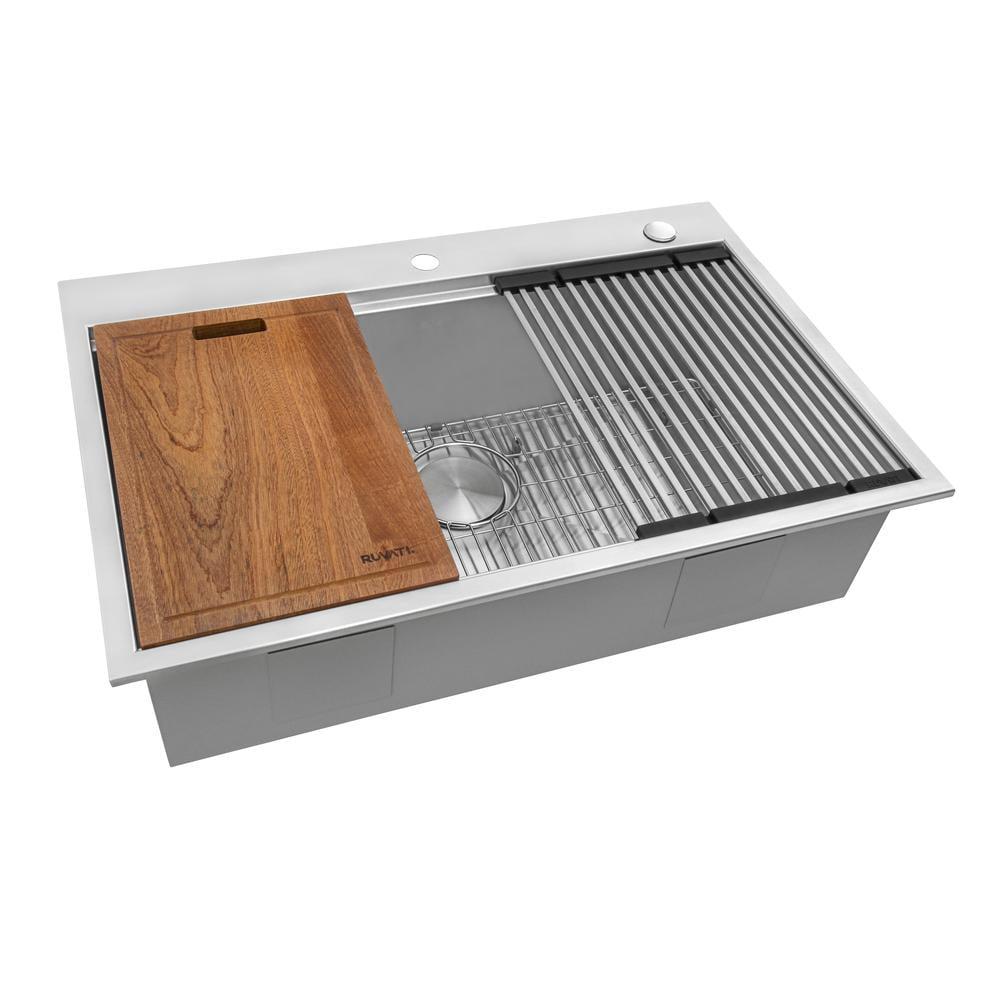 33'' Stainless Steel Single Bowl Workstation Kitchen Sink