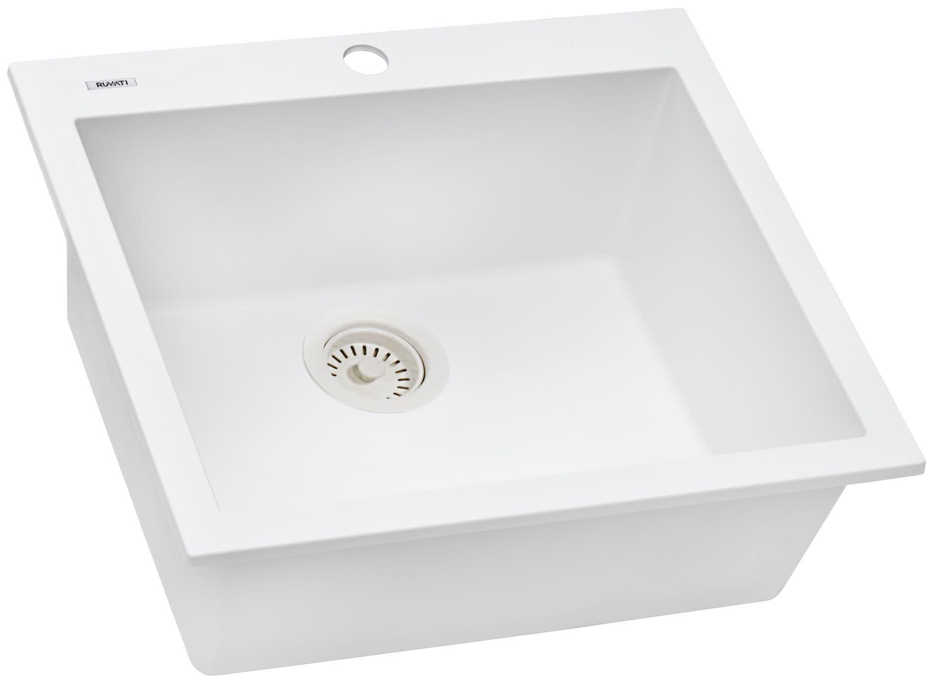 Ruvati Ruvati epiGranite Drop-in Topmount Granite Composite Kitchen Sink RVG1022WH