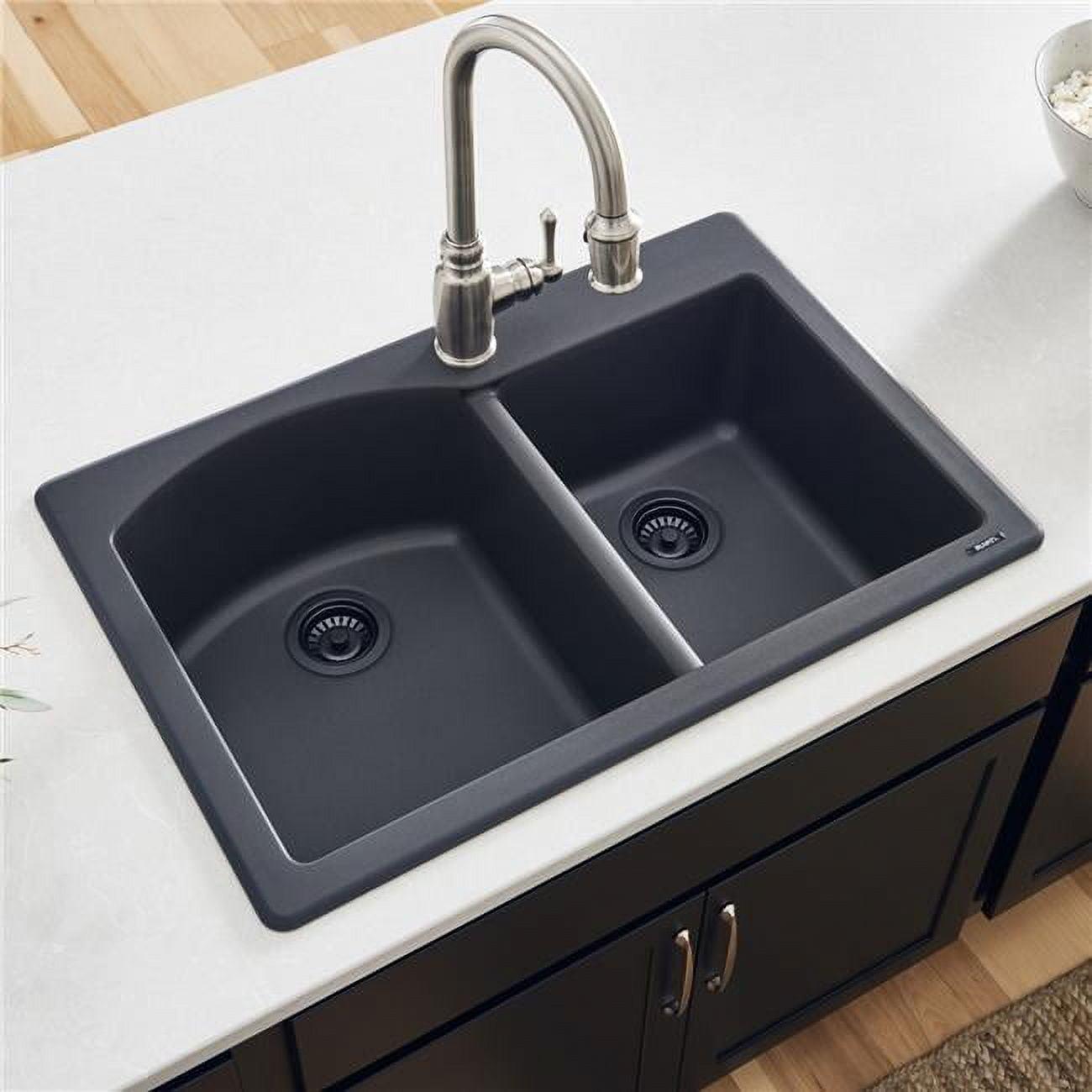 Ruvati 33 x 22 inch epiGranite Dual-Mount Granite Composite Double Bowl Kitchen Sink