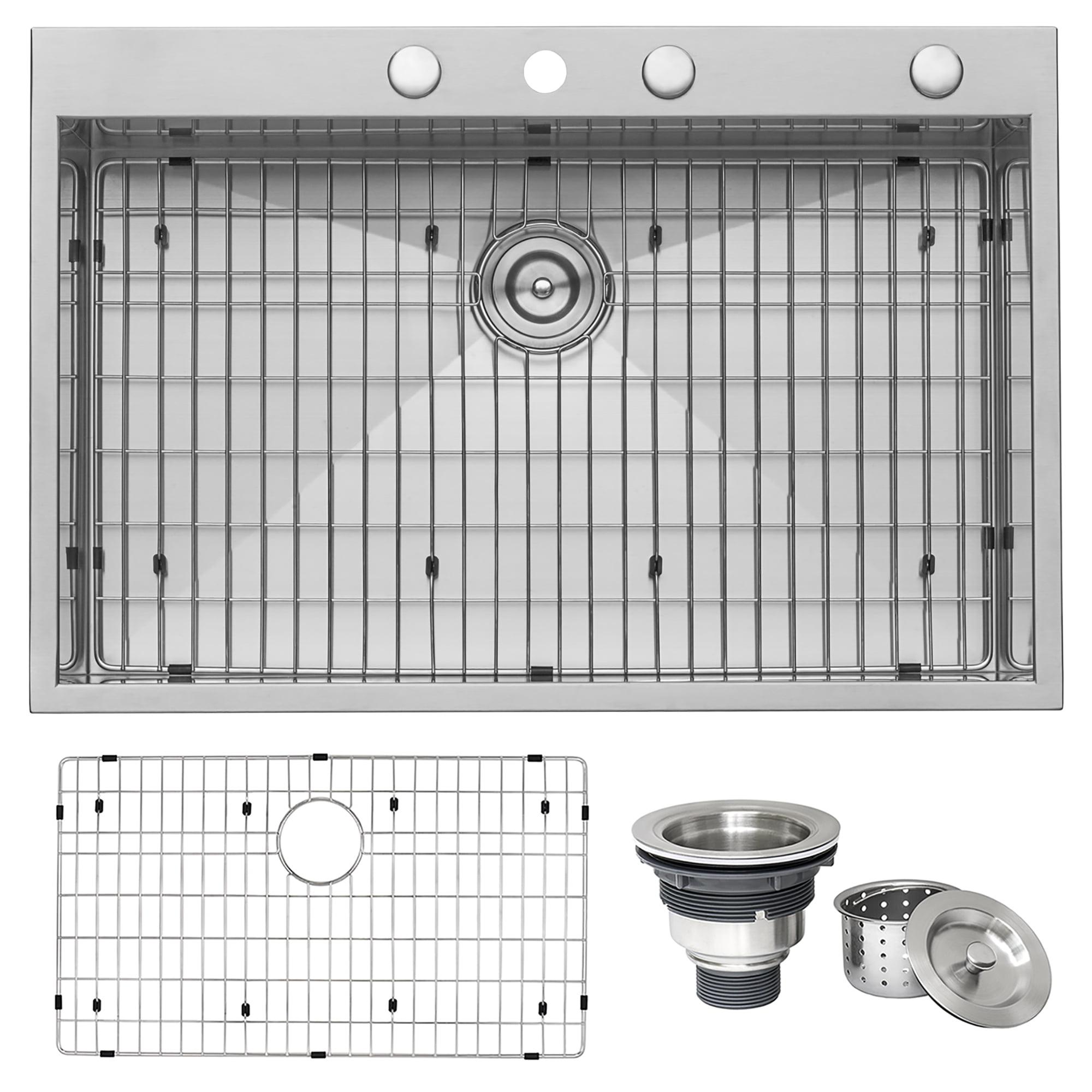 Ruvati 33 x 22 inch Drop-in Topmount Zero Radius Stainless Steel Kitchen Sink Single Bowl - 4 holes