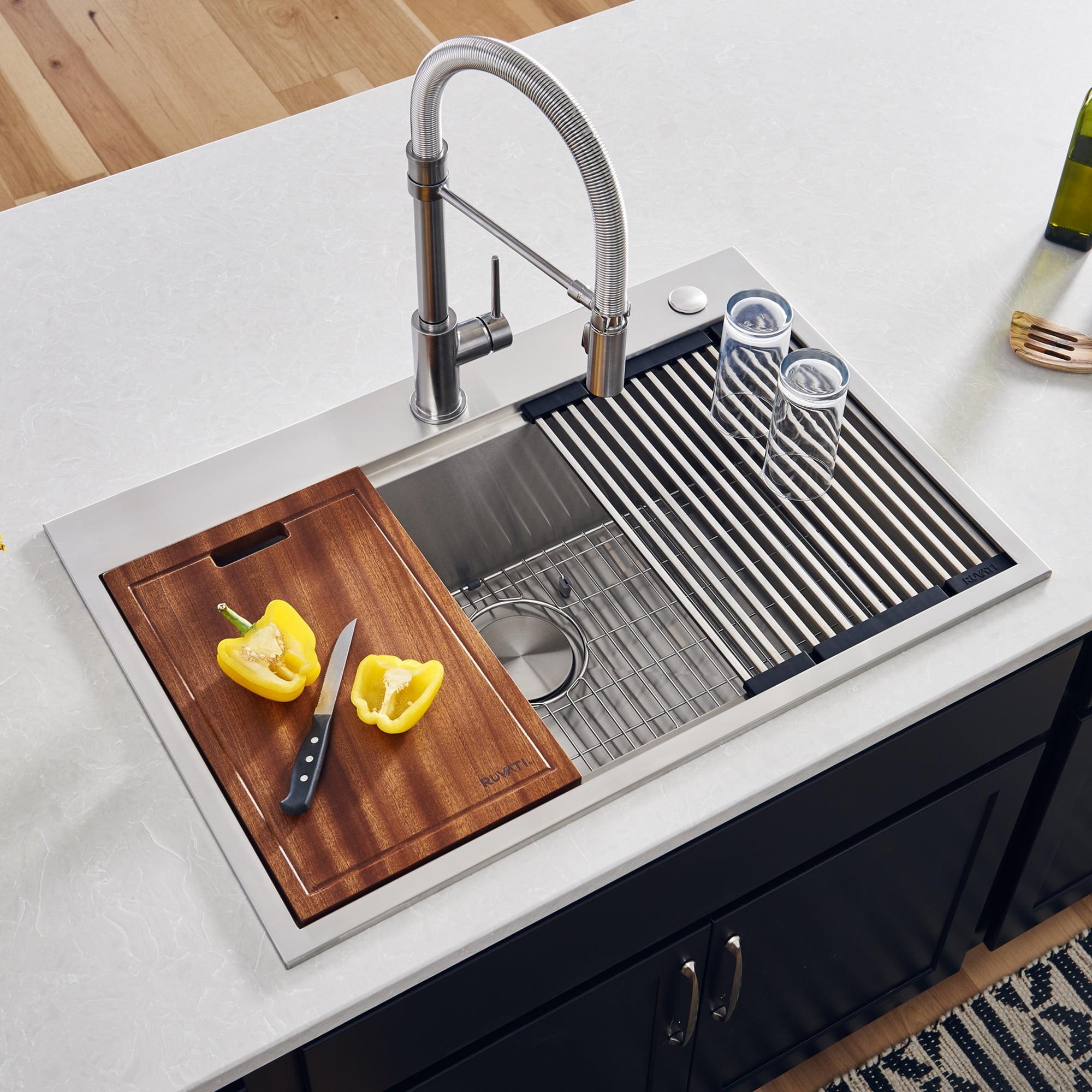 Ruvati 33 x 22 inch WorkstationDrop-inRounded Corners Stainless Steel Kitchen Sink