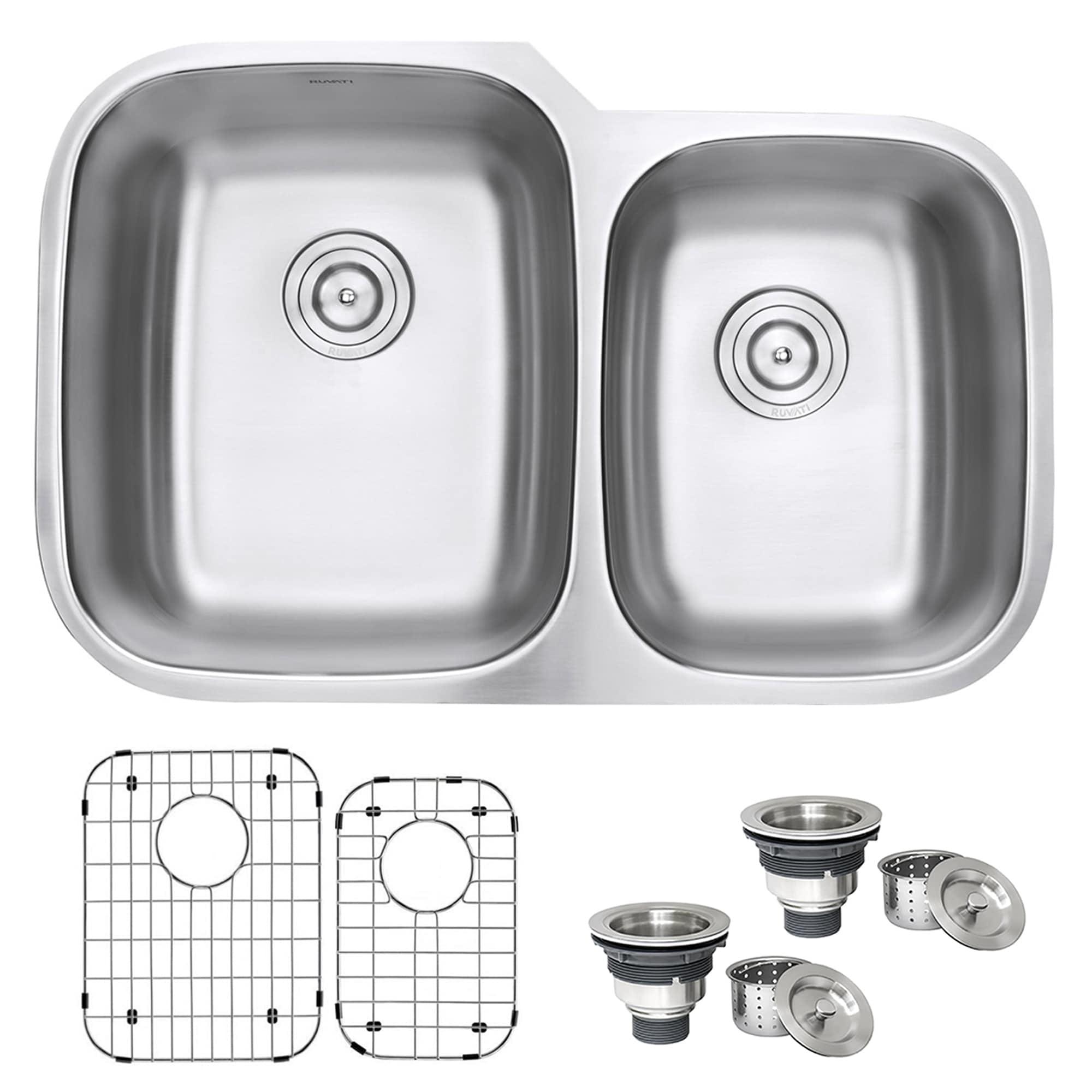 Ruvati 32-inch Undermount 60/40 Double Bowl 16 Gauge Stainless Steel Kitchen Sink