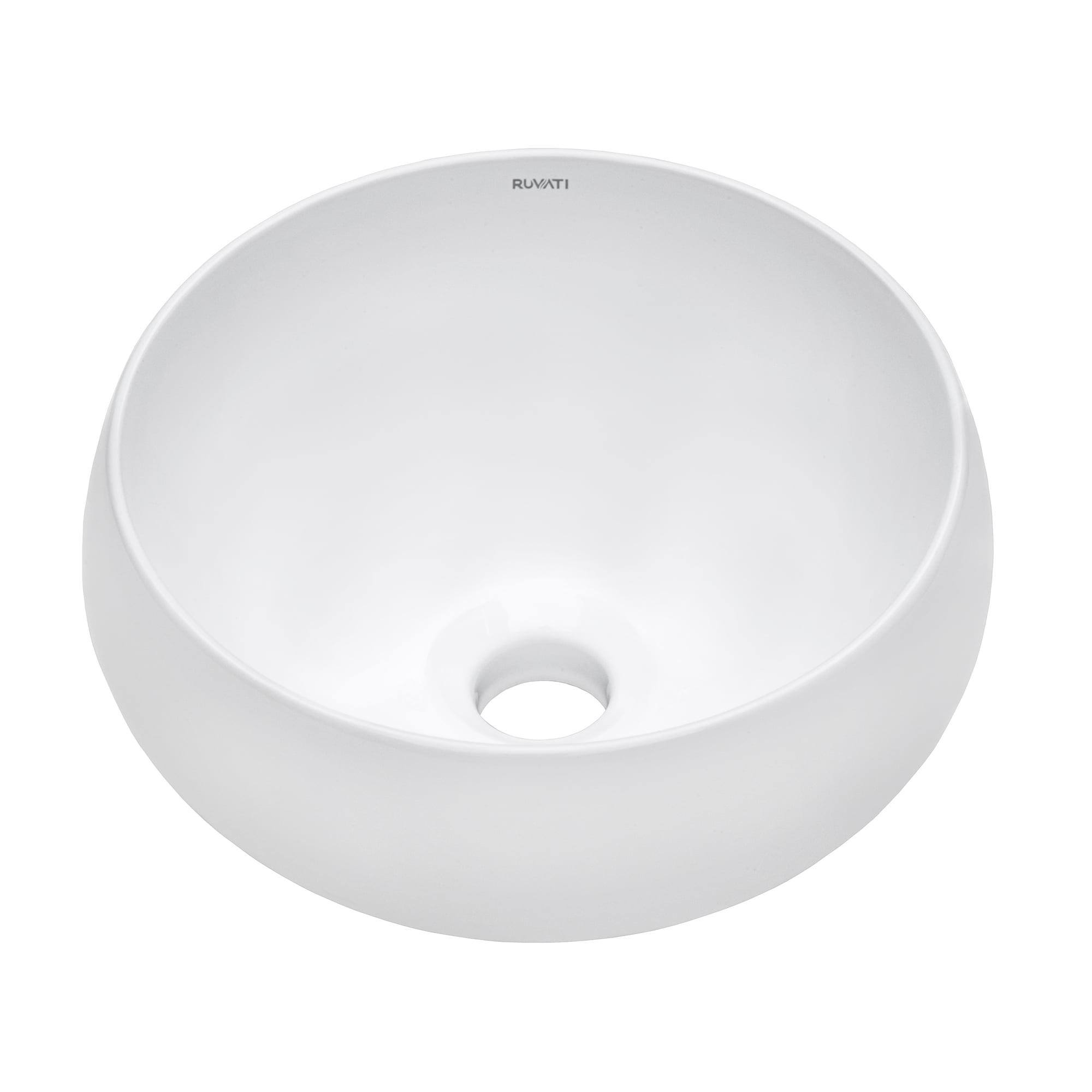 Ruvati Bathroom Vessel Sink Round White Circular Above Counter Porcelain Ceramic