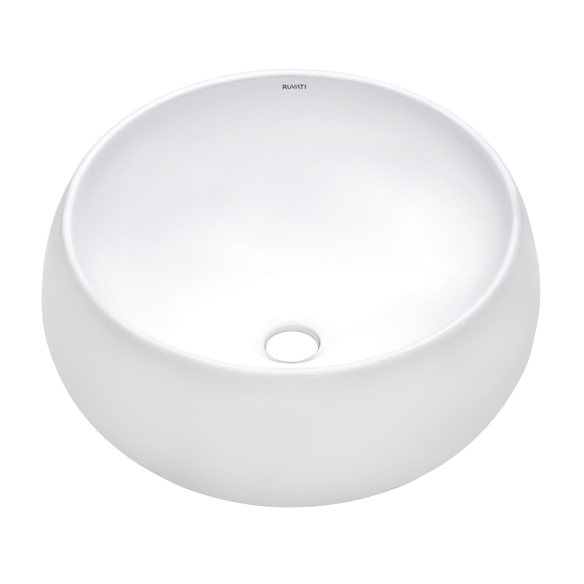 Ruvati Bathroom Vessel Sink Round White Circular Above Counter Porcelain Ceramic