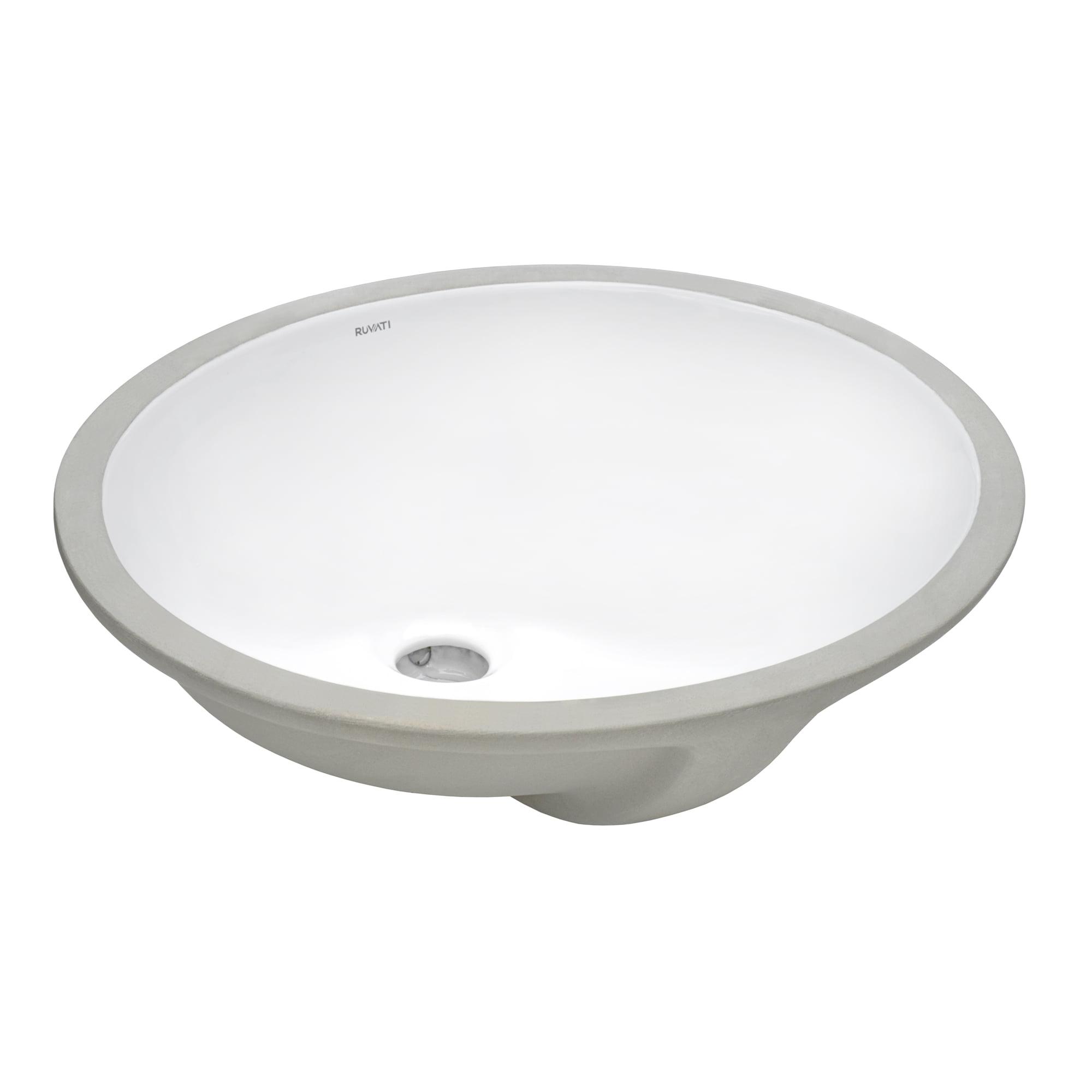 Ruvati inch Undermount Bathroom Vanity Sink White Oval Porcelain Ceramic with Overflow