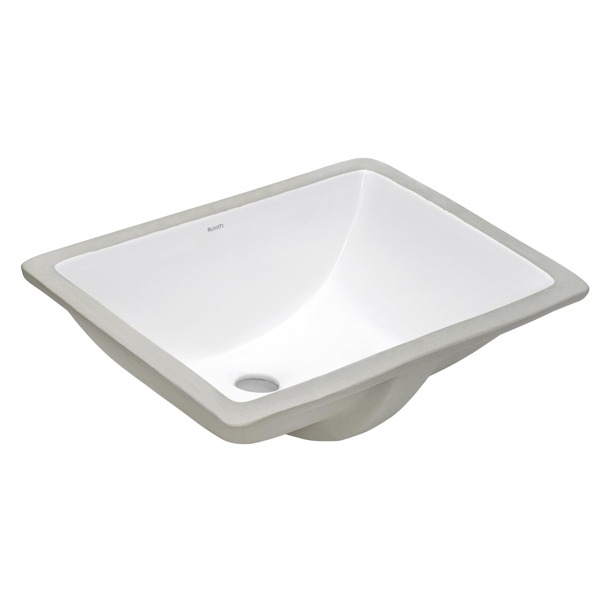 Ruvati 18 x 13 inch Undermount Bathroom Sink White Rectangular Porcelain Ceramic with Overflow