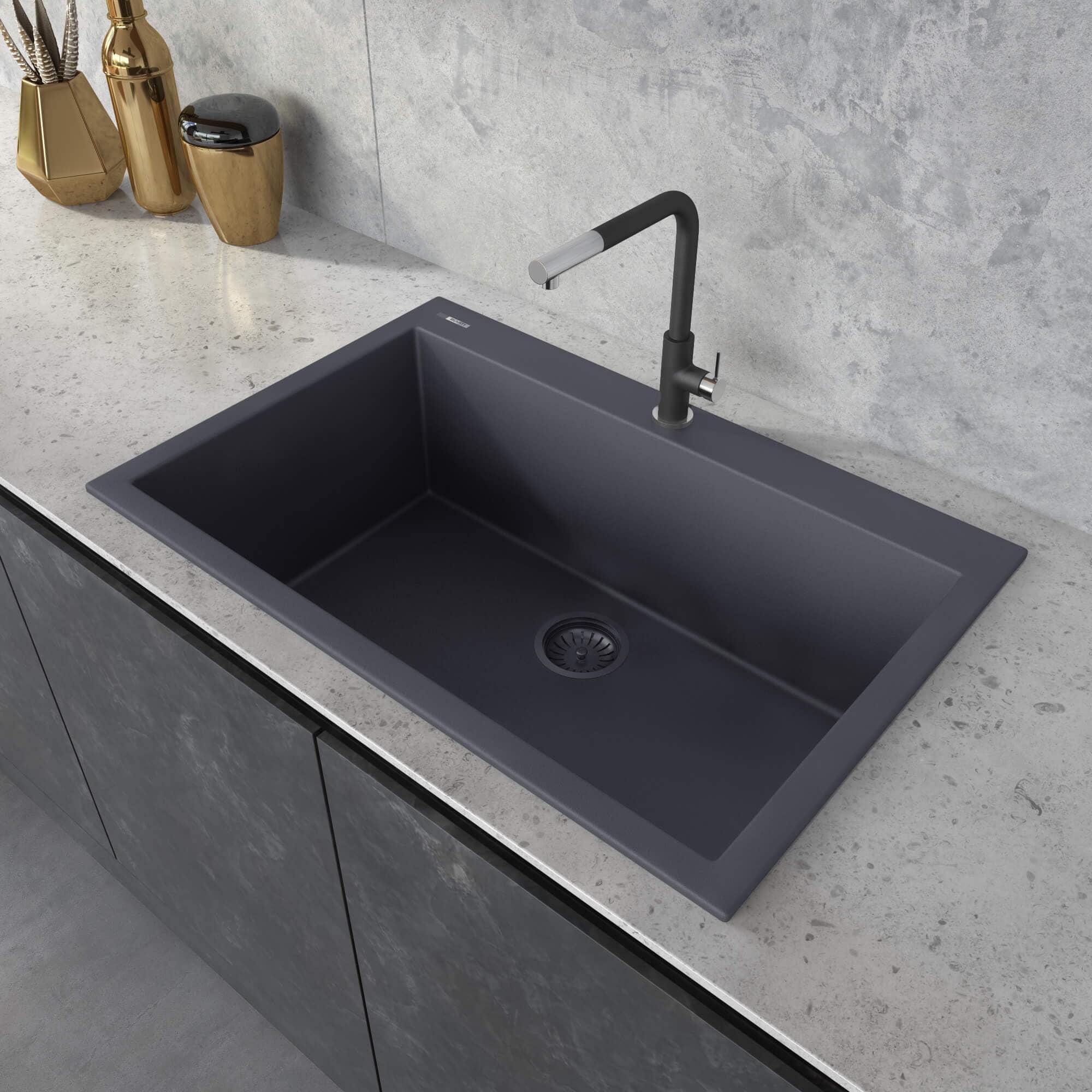 Ruvati 33 x 22 inch epiGranite Drop-in Topmount Granite CompositeKitchen Sink