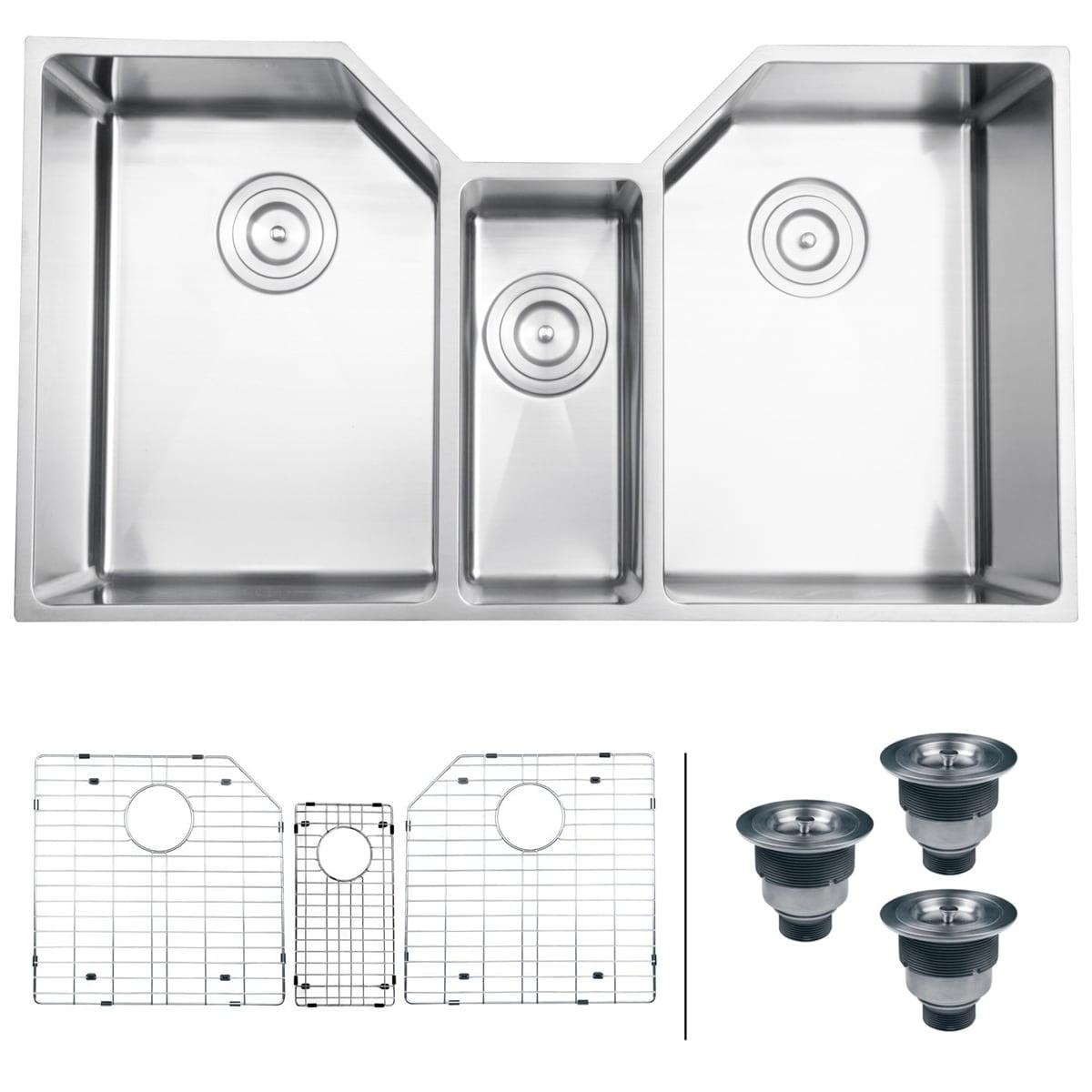 Ruvati 35" Triple Bowl Satin Stainless Steel Undermount Kitchen Sink