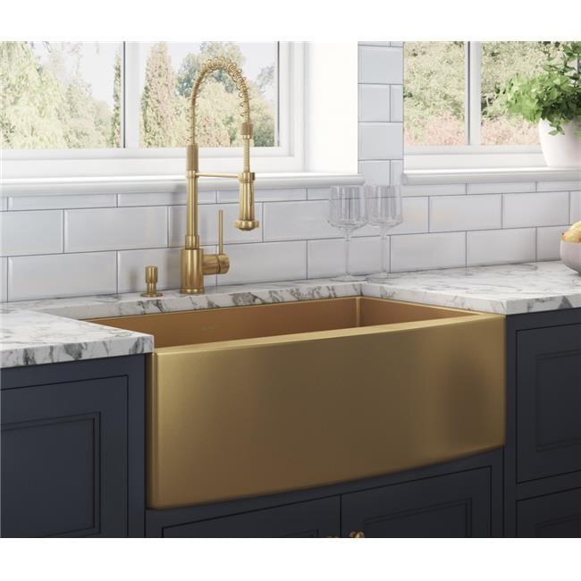 30-Inch Brass Tone Matte Gold Stainless Steel Farmhouse Sink