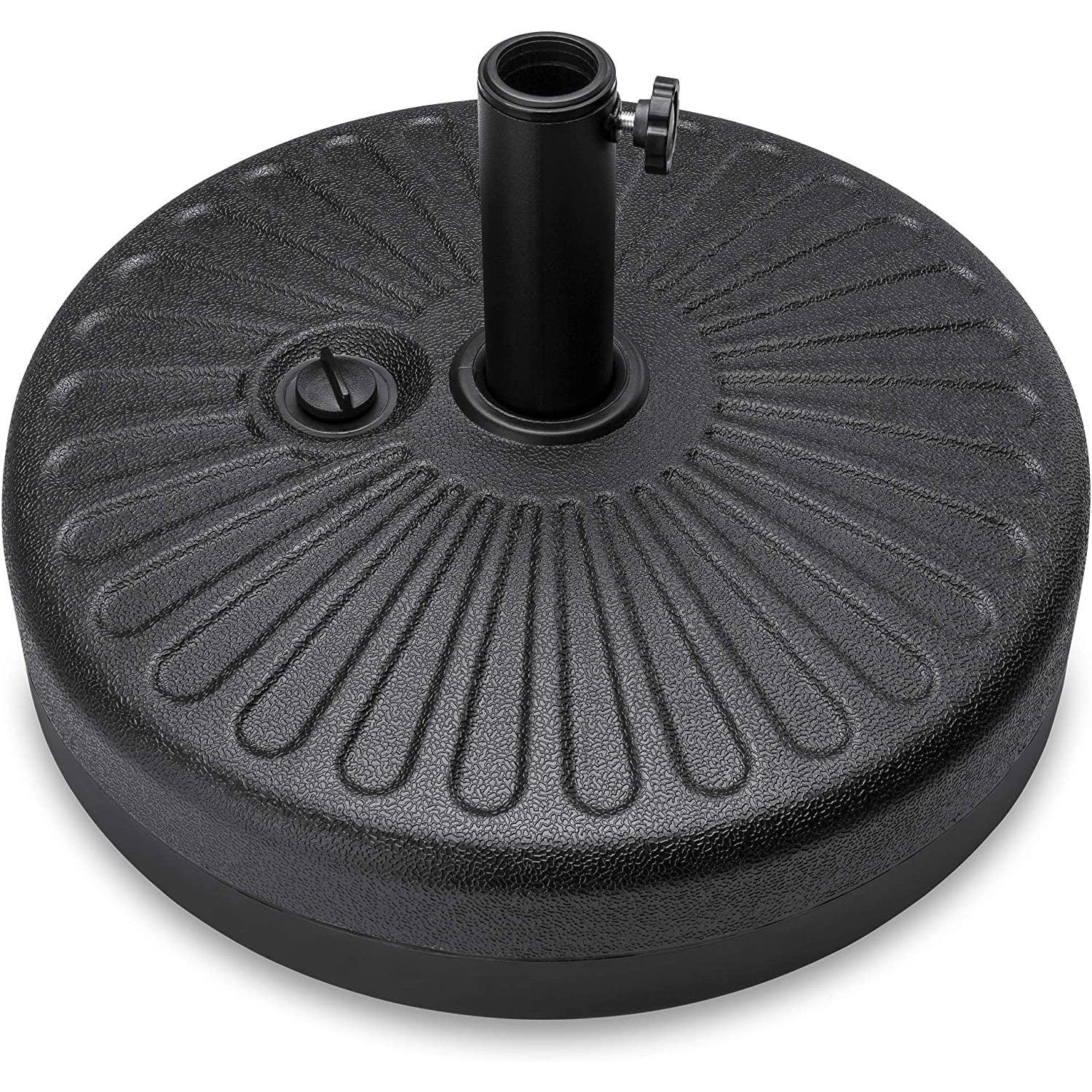 Black Fillable Plastic Patio Umbrella Base Stand with Metal Pole Holder