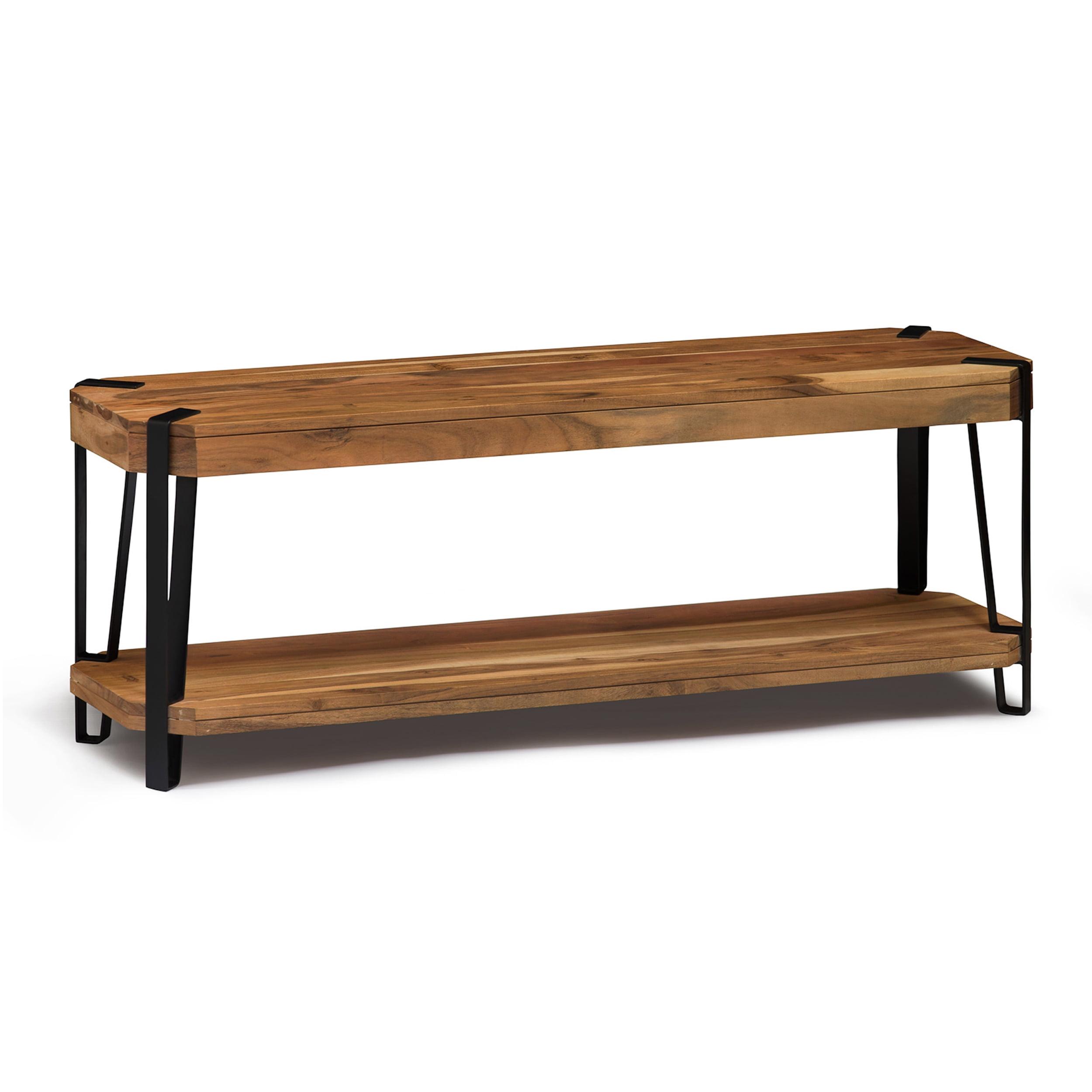 Ryegate 48" Natural Live Edge Acacia Wood Bench with Metal Frame