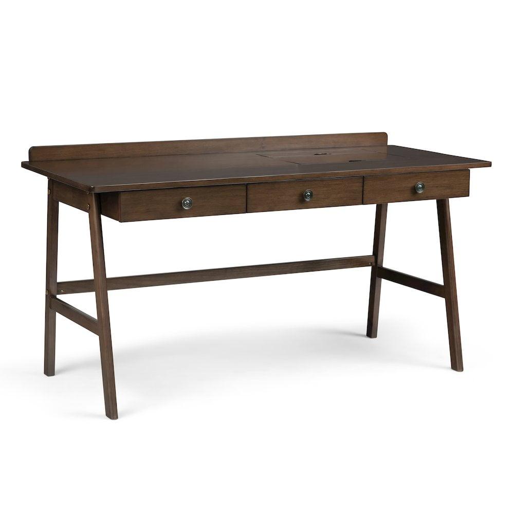 Simpli Home Rylie Solid Wood Transitional 60 " Desk in Natural Aged Brown