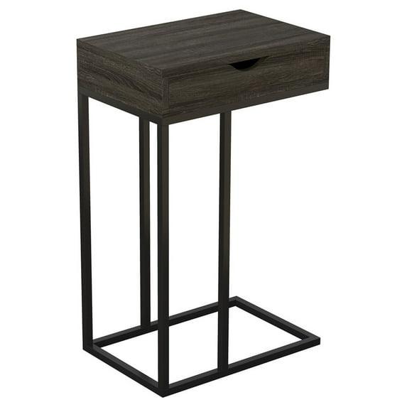Safdie & Co. 15.75"L C-Shape Wood 1-Drawer Metal Legs Accent Table Dark Grey