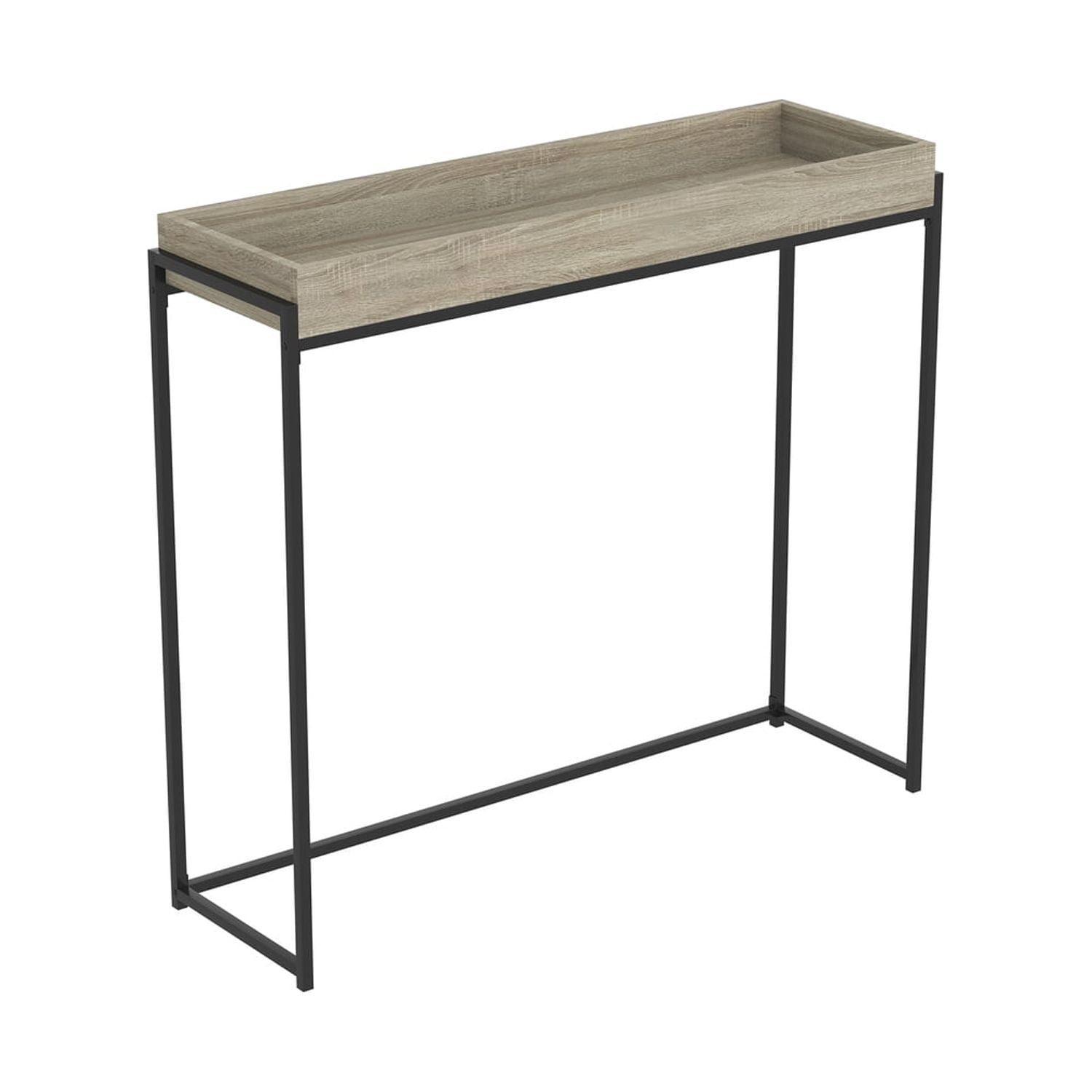 Modern Dark Taupe Wood and Metal Console Table with Storage