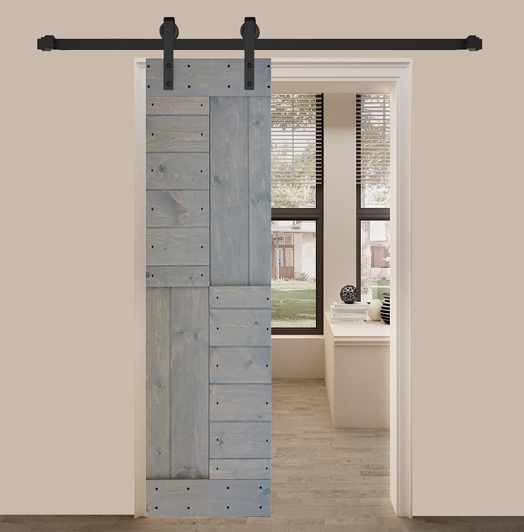 S SERIES 24in. X 84in.French Gray Finished DIY Knotty Pine Wood Sliding Barn Door Slab