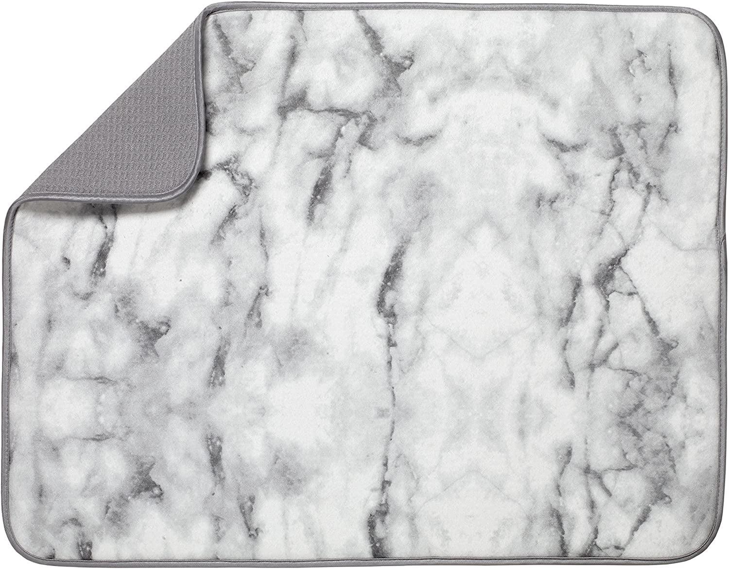 S&T INC. Absorbent, Reversible XL Microfiber Dish Drying Mat for Kitchen, 18 Inch x 24 Inch, Marble