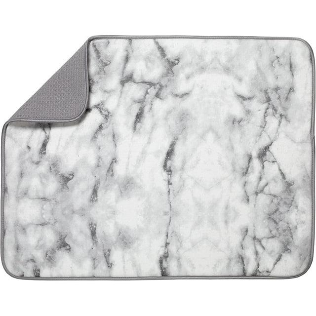 S&T INC. Absorbent, Reversible XL Microfiber Dish Drying Mat for Kitchen, 18 Inch x 24 Inch, Marble