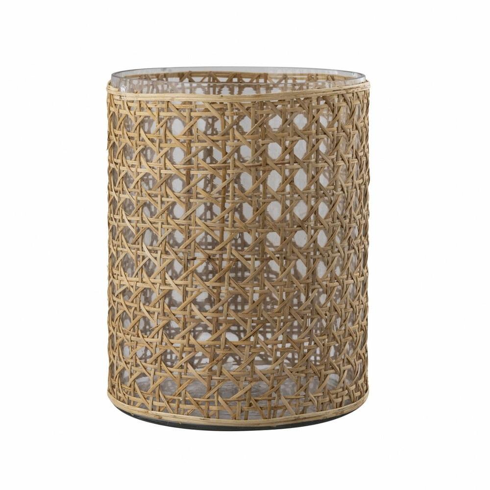 Alys Natural Glass Vase with Rattan Wrap, 12 Inches Tall