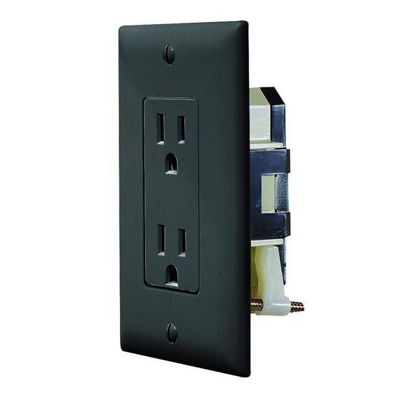 Black Self-Contained Dual AC Outlet with Cover Plate