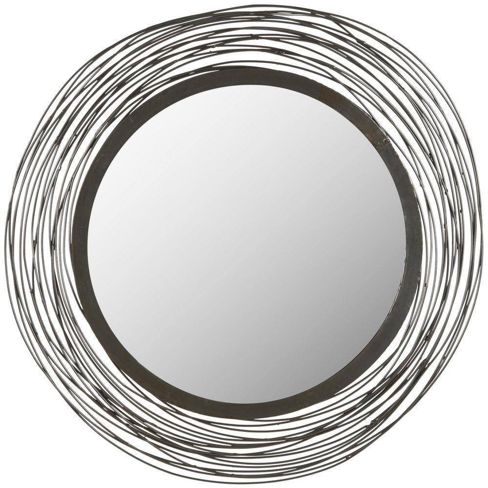 21" Round Brown Iron Wire Wall Mirror