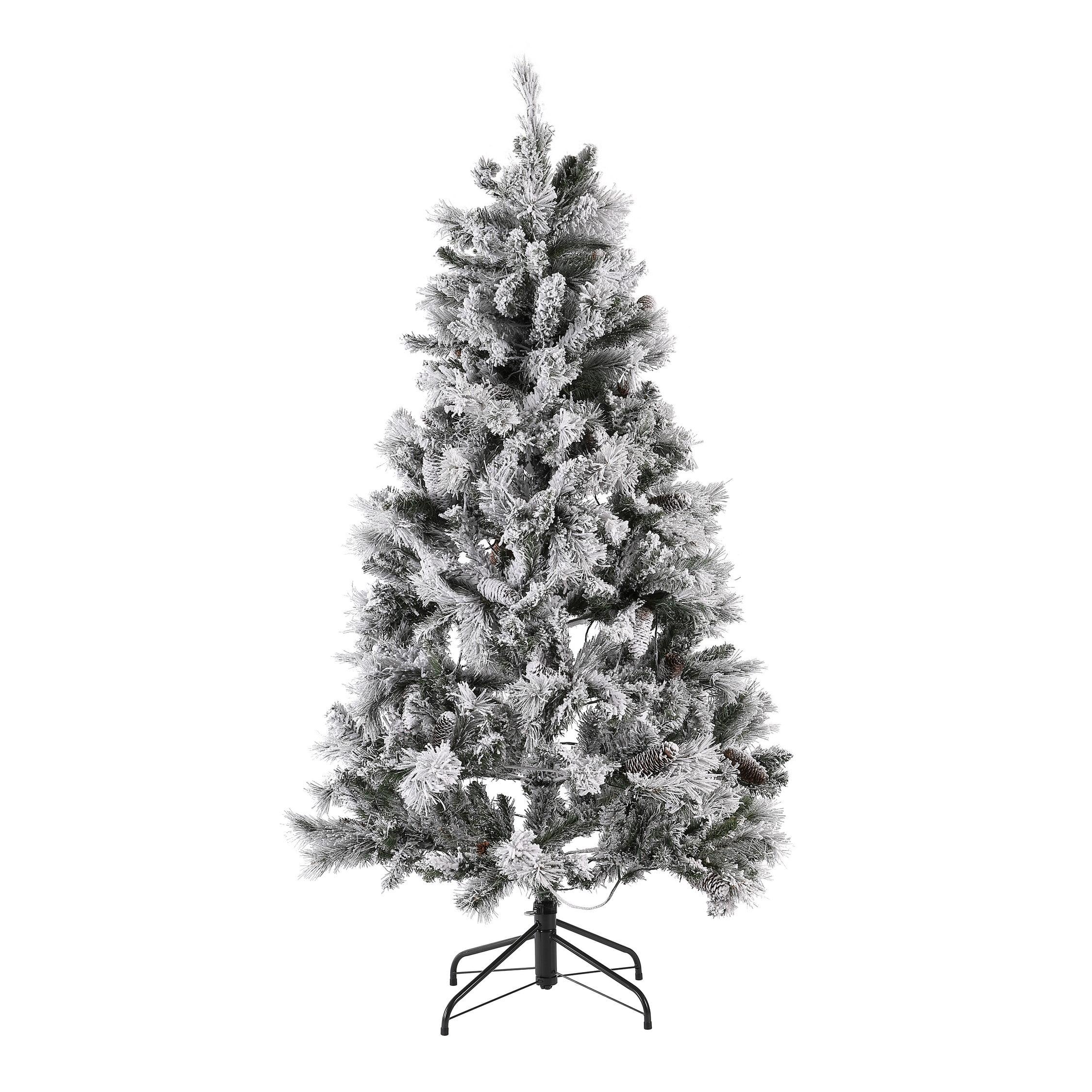 5.5' Frosted Green Pre-Lit Artificial Christmas Tree with Pine Cones