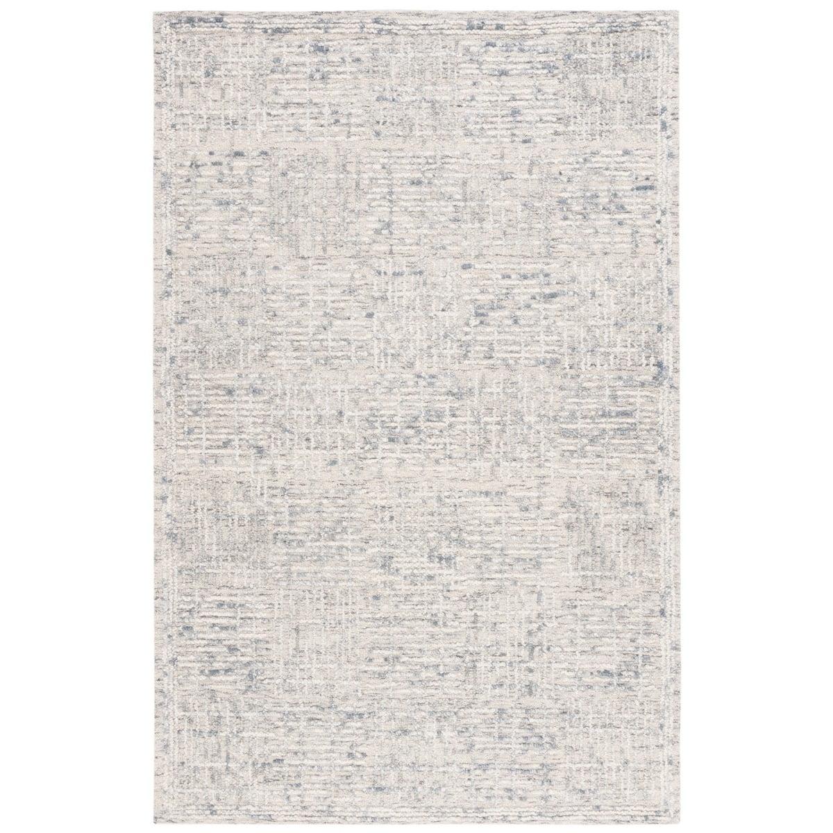 Handmade Light Blue and Ivory Abstract Wool Tufted Rug