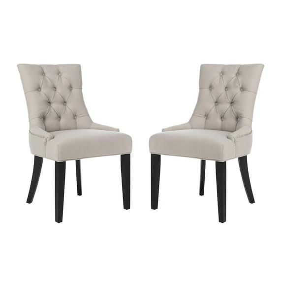 Abby 19''H Tufted Side Chairs (Set Of 2)  Silver Nail Heads - Taupe - Safavieh