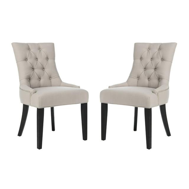 Abby 19''H Tufted Side Chairs (Set Of 2)  Silver Nail Heads - Taupe - Safavieh