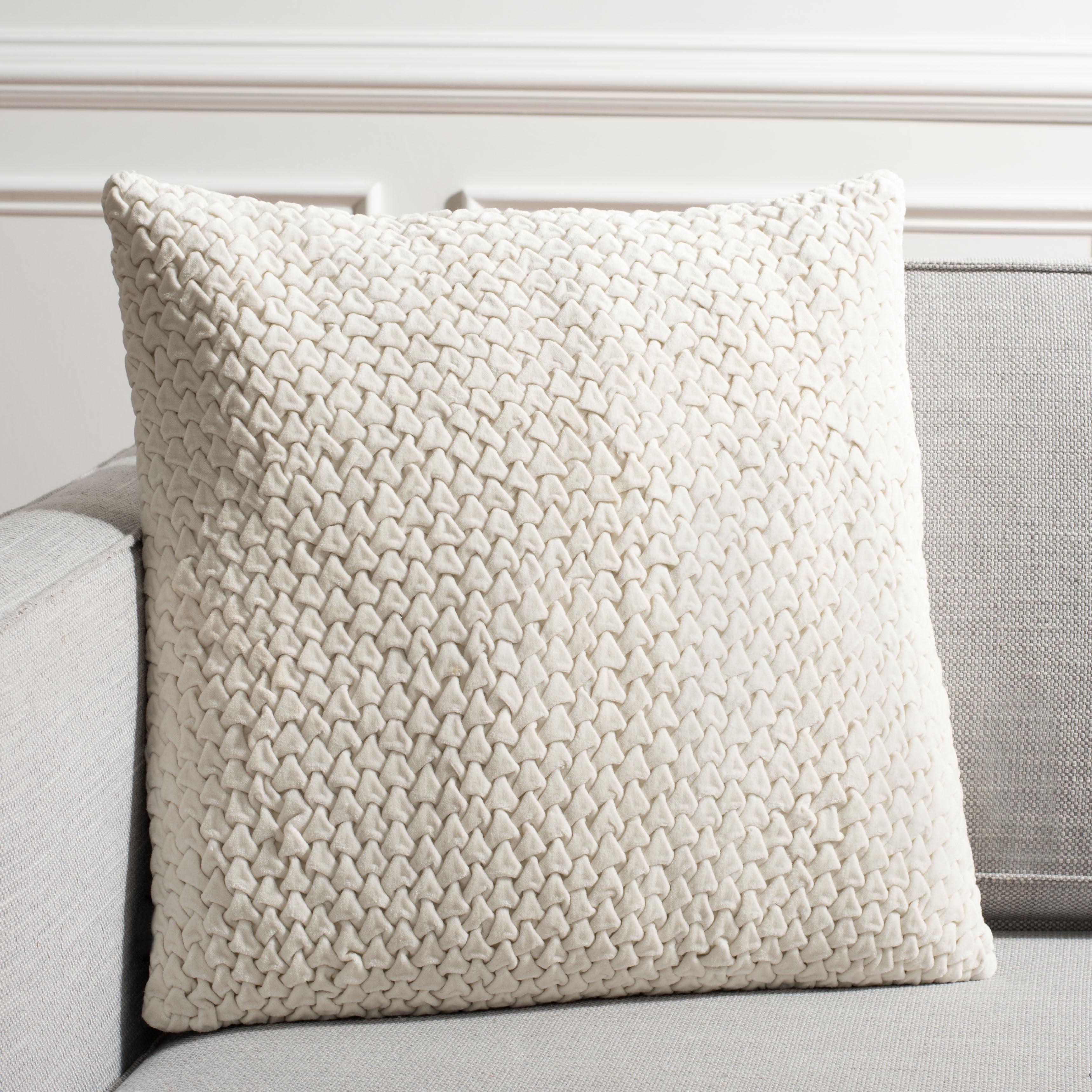 Abella 18" Square Creme Cotton Decorative Pillow